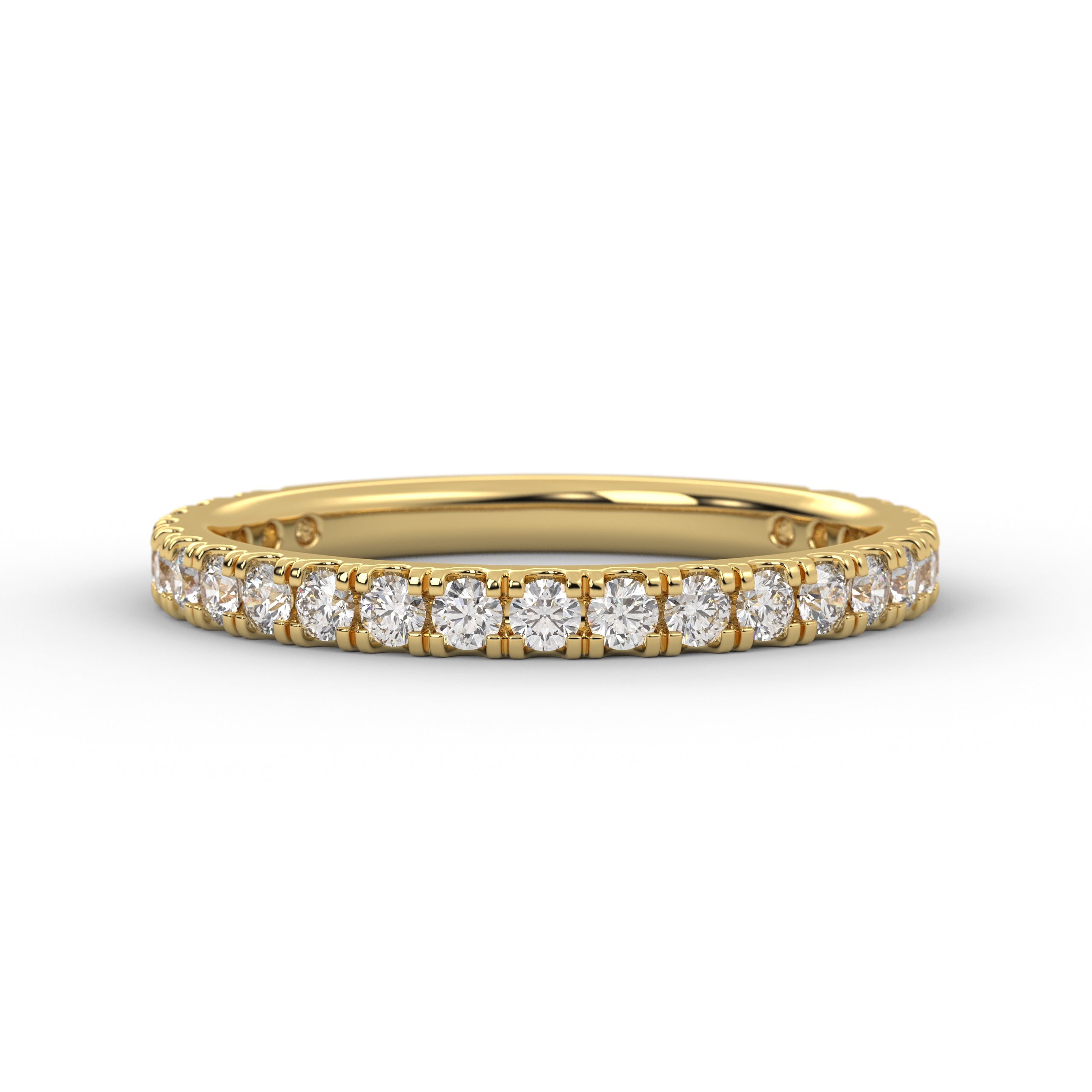 14K Solid Gold Diamond Wedding Womens Pave Half Eternity Band