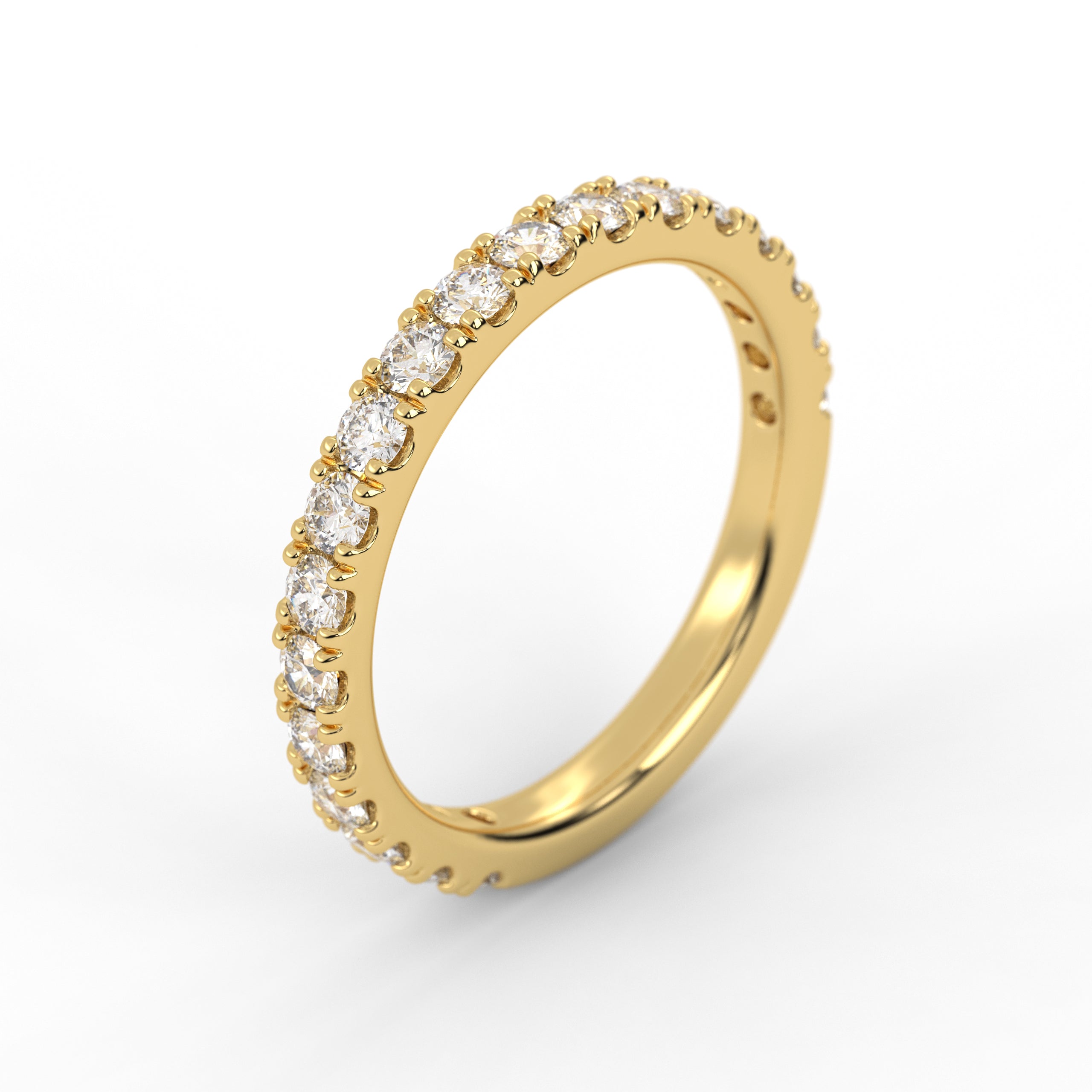14K Solid Gold Half Eternity Lab Grown Diamond Stackable Wedding Band