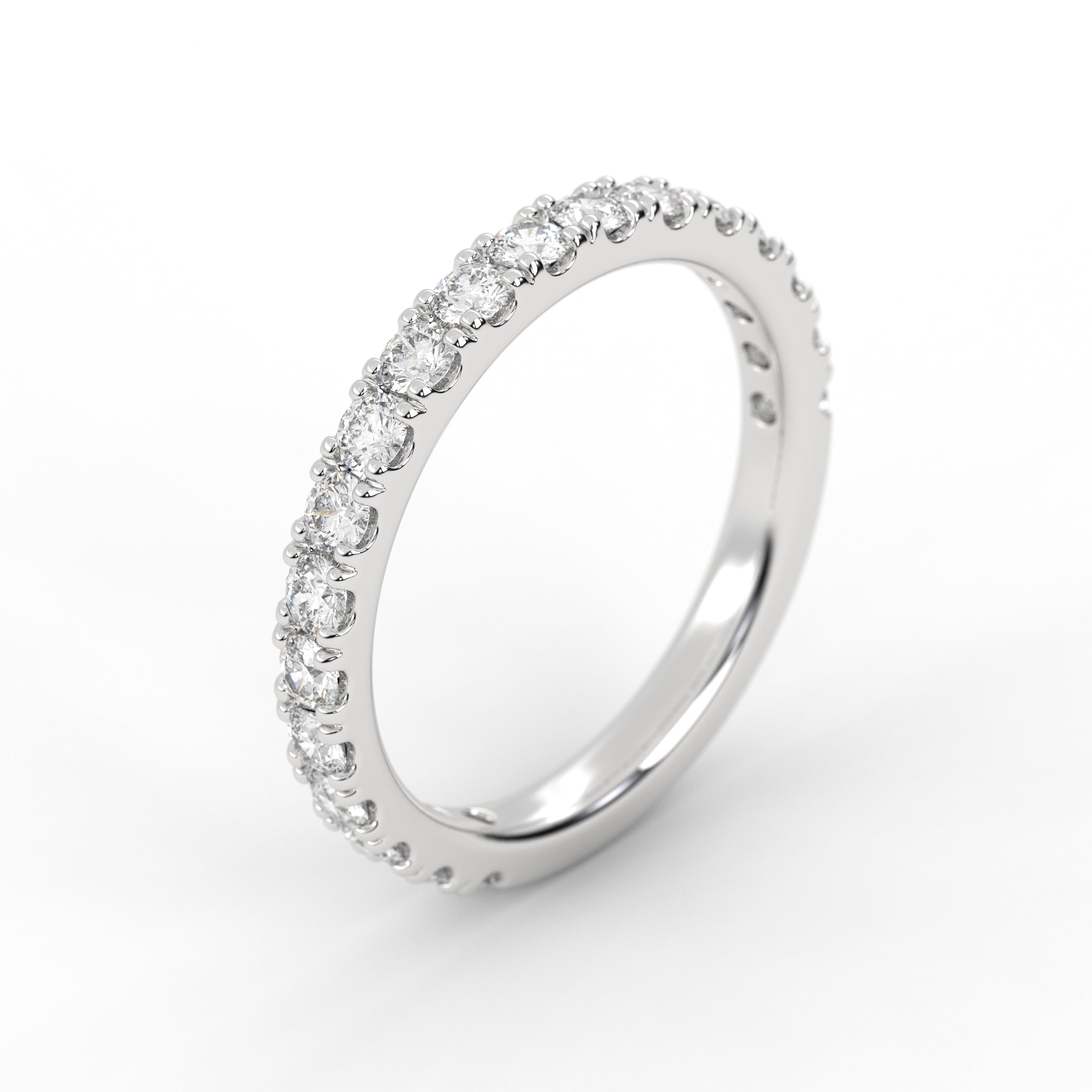 14K Solid Gold Half Eternity Lab Grown Diamond Stackable Wedding Band