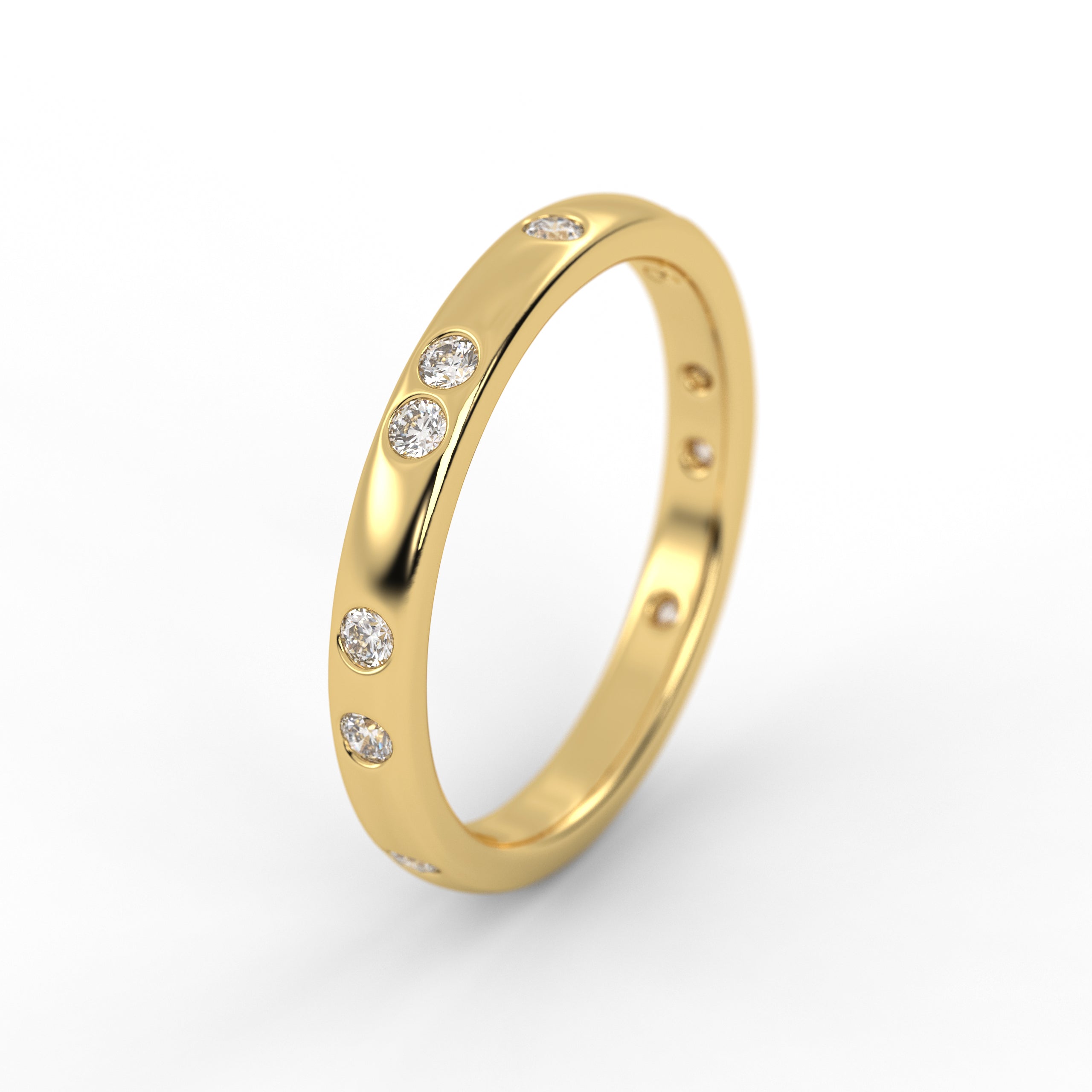 14k Gold Round Diamond Full Eternity Flush Setting Diamond Wedding Band