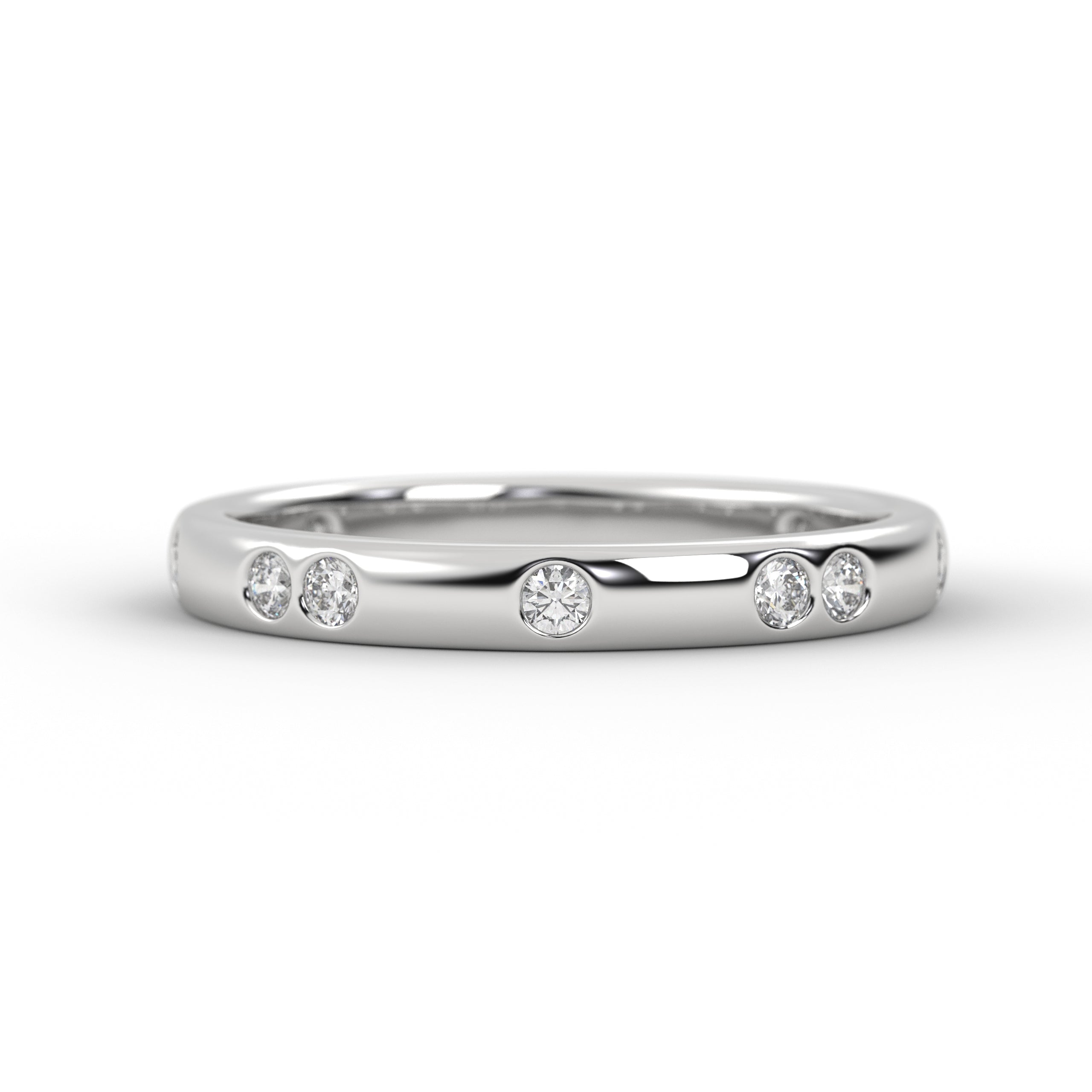 14k Gold Round Diamond Full Eternity Flush Setting Diamond Wedding Band