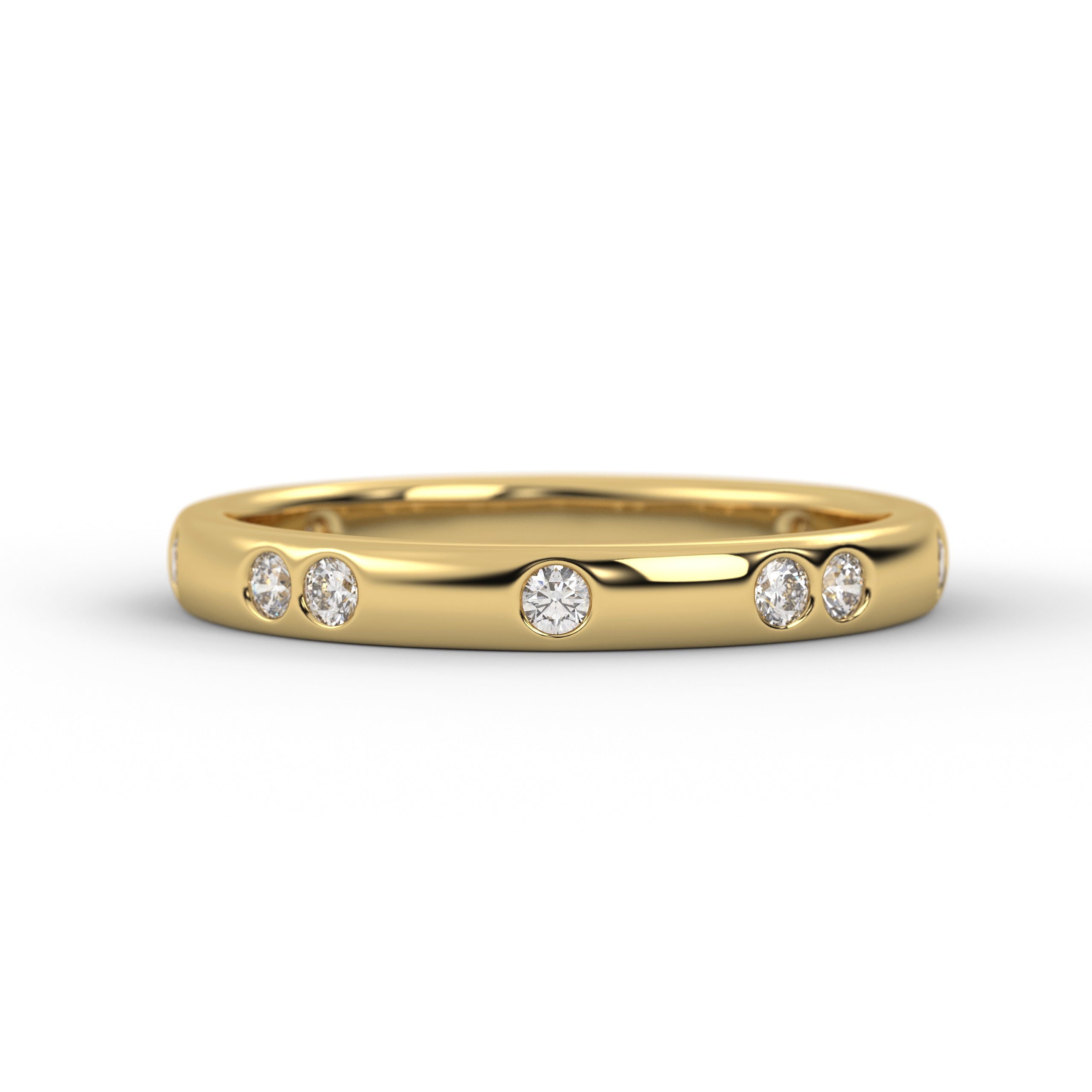 14k Gold Round Diamond Full Eternity Flush Setting Diamond Wedding Band
