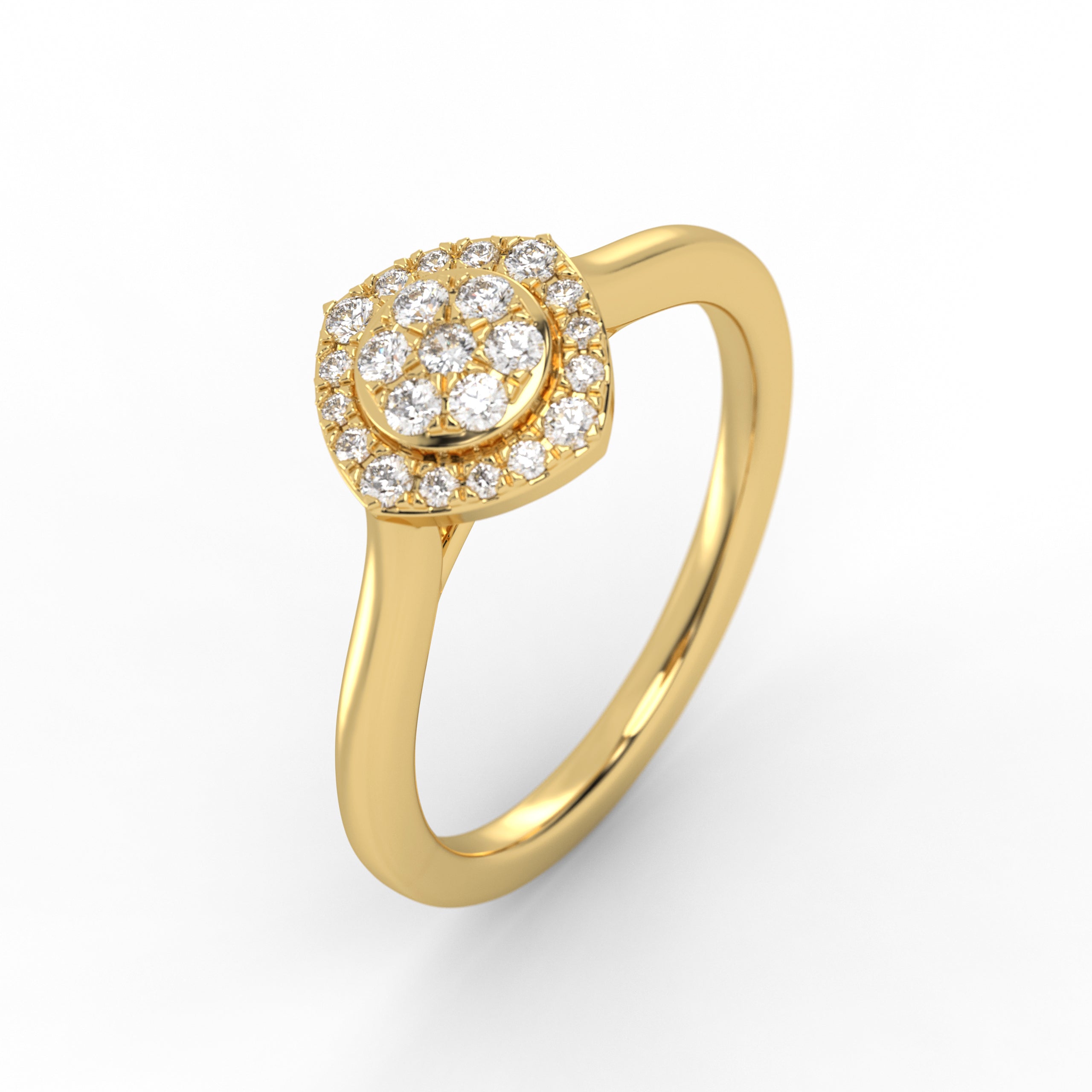 14k Gold Round Cut Halo Setting Lab Grown Diamond Engagement Ring