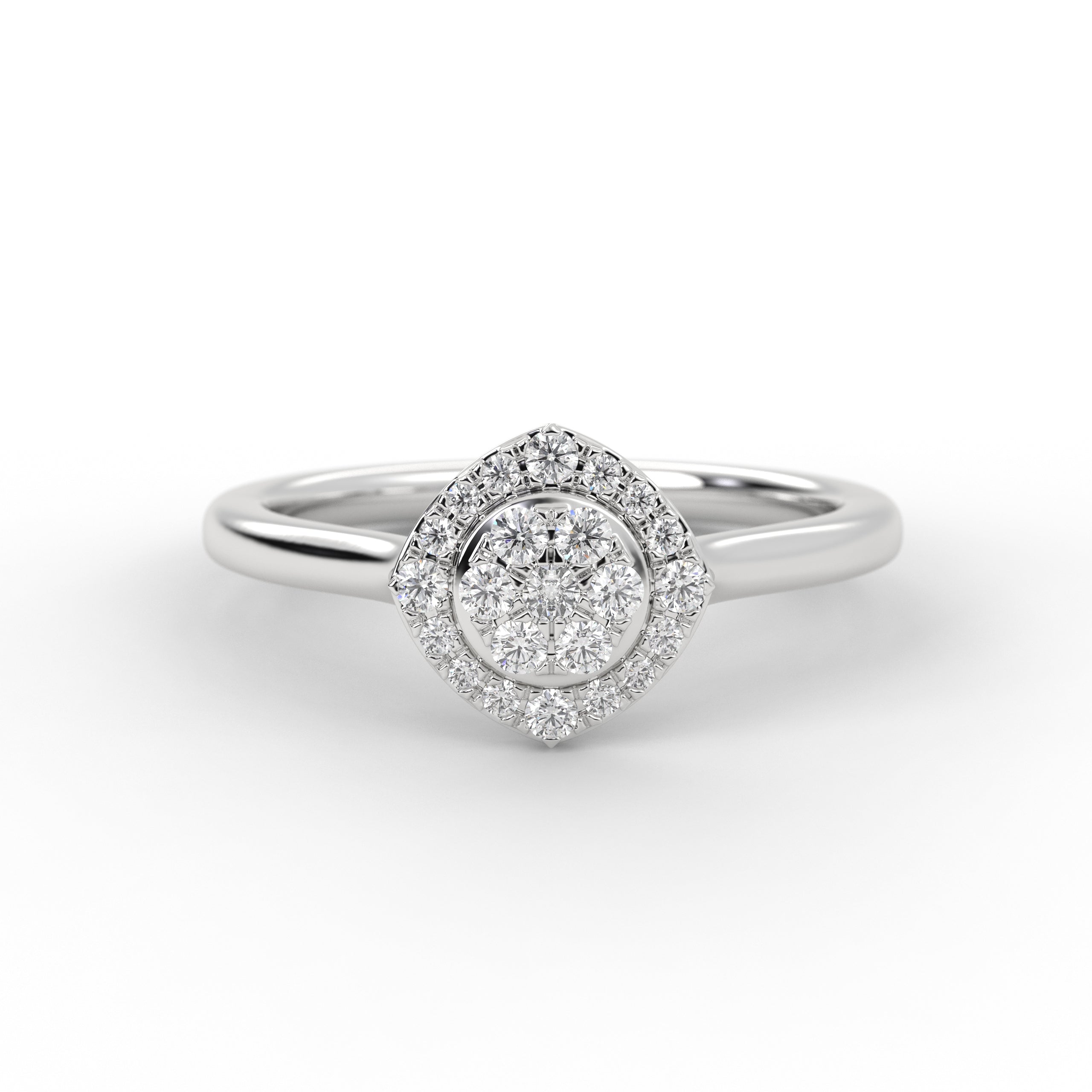 14k Gold Round Cut Halo Setting Lab Grown Diamond Engagement Ring