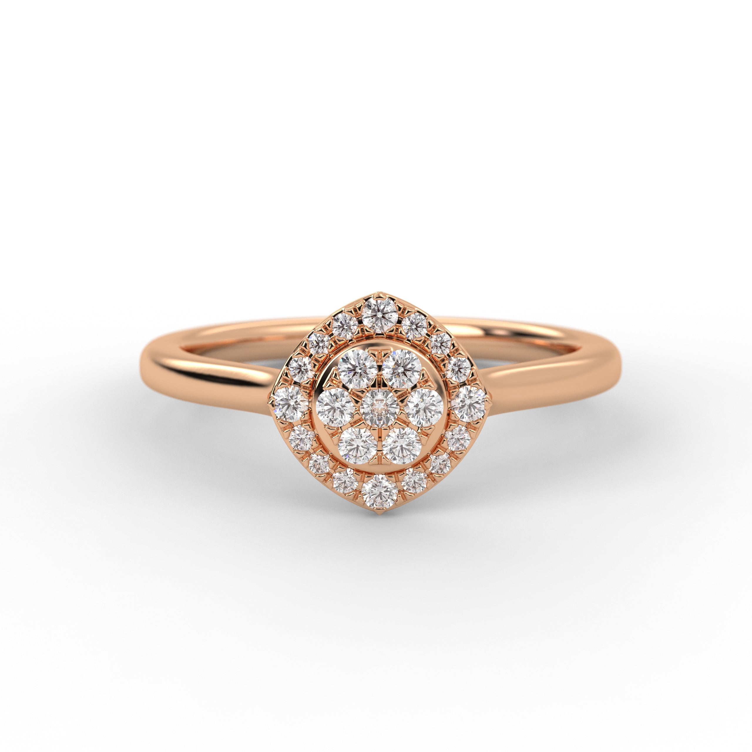 14k Gold Round Cut Halo Setting Lab Grown Diamond Engagement Ring