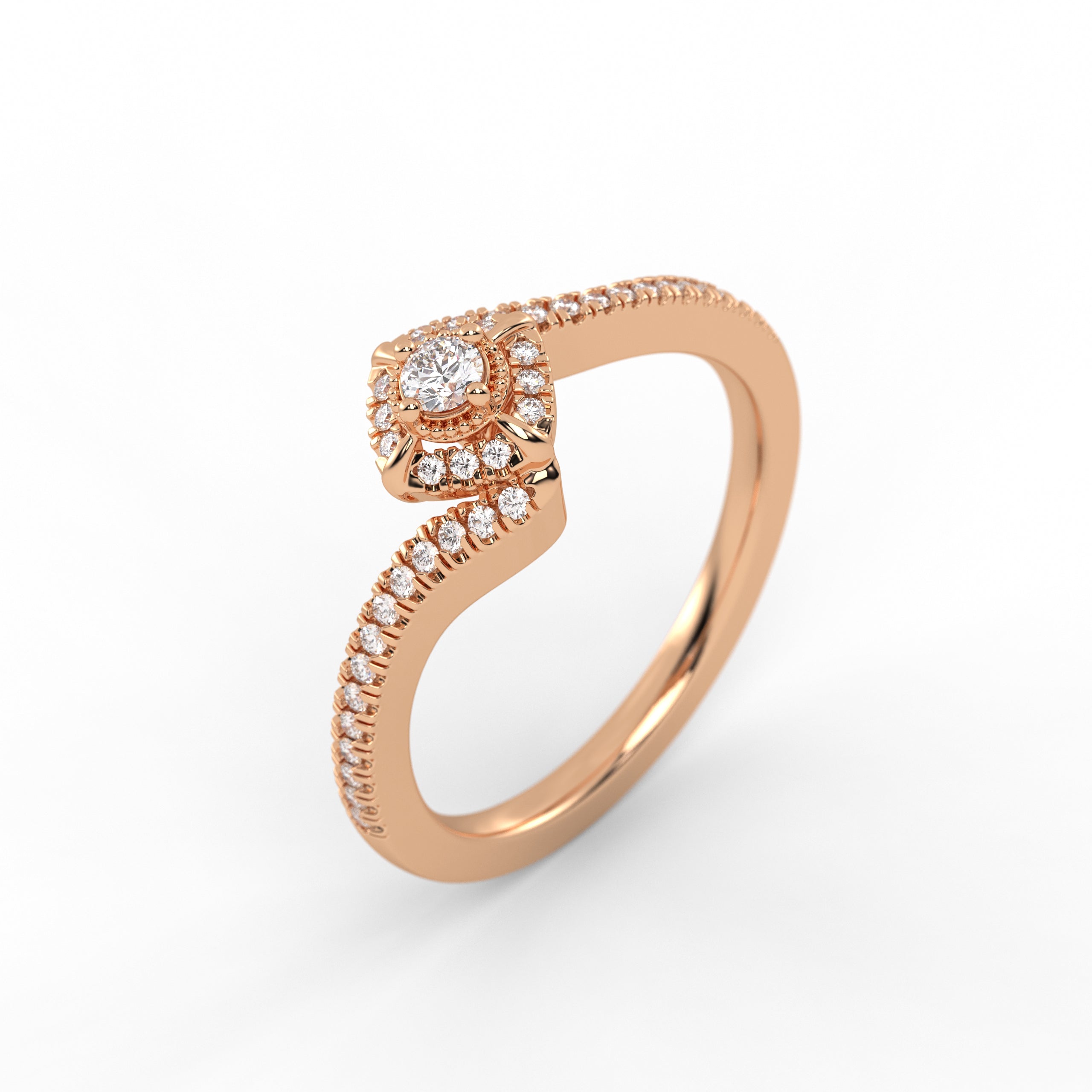14K Gold Lab Grown Round Brilliant Diamond Engagement Ring