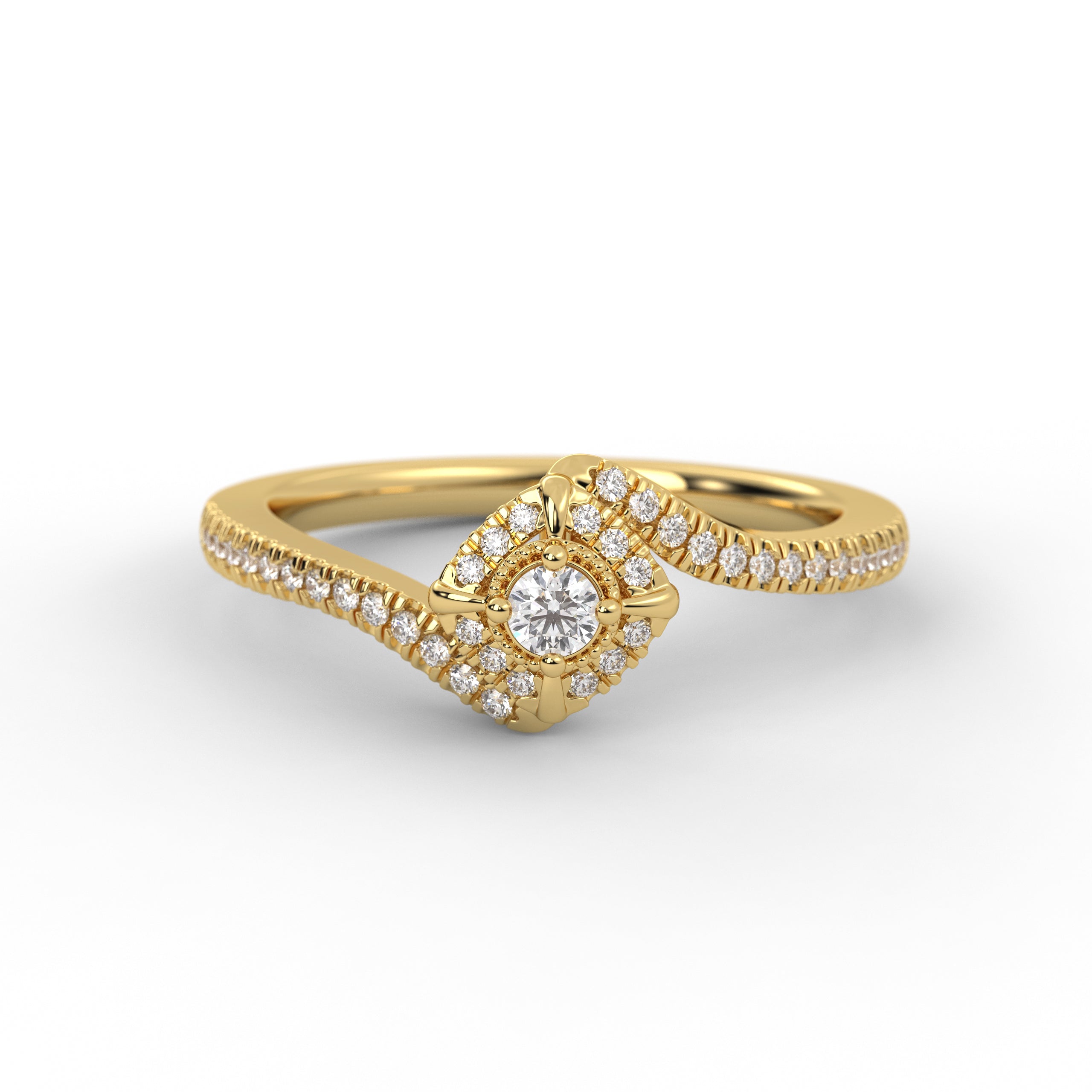 14K Gold Lab Grown Round Brilliant Diamond Engagement Ring