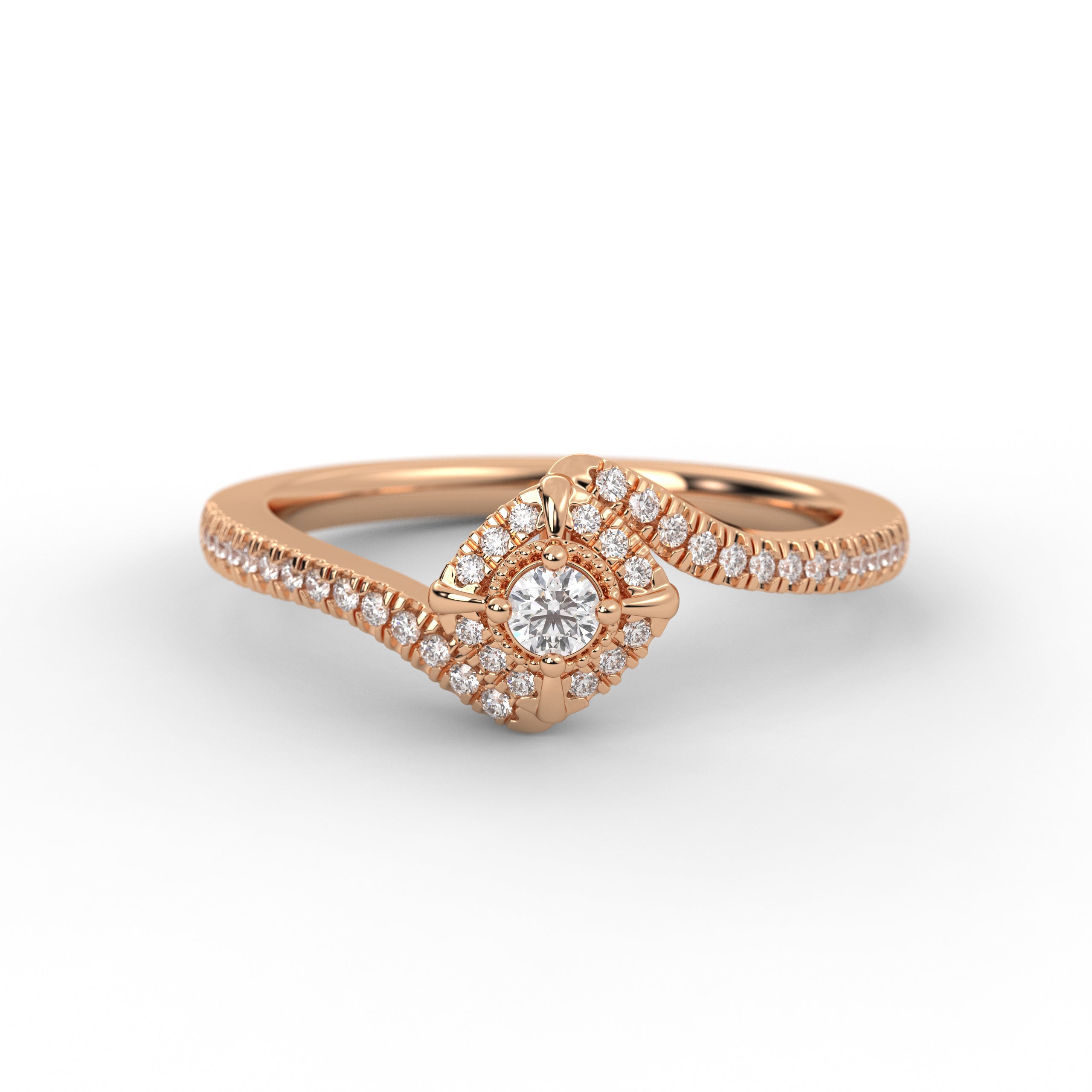 14K Gold Lab Grown Round Brilliant Diamond Engagement Ring