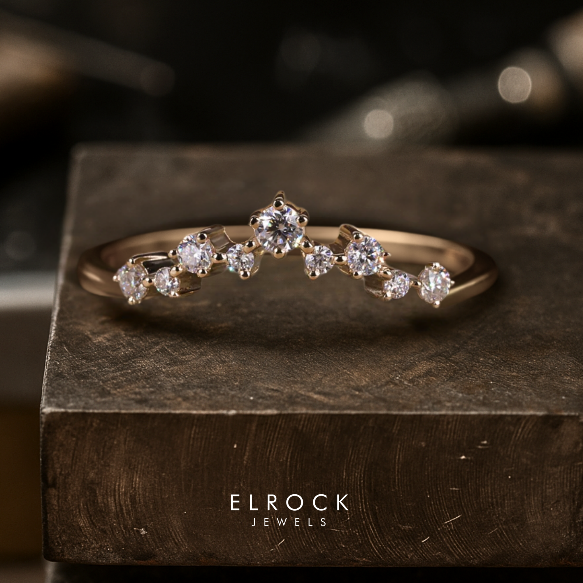 14K Gold Wedding Band Lab Grown Diamond Stacking Ring
