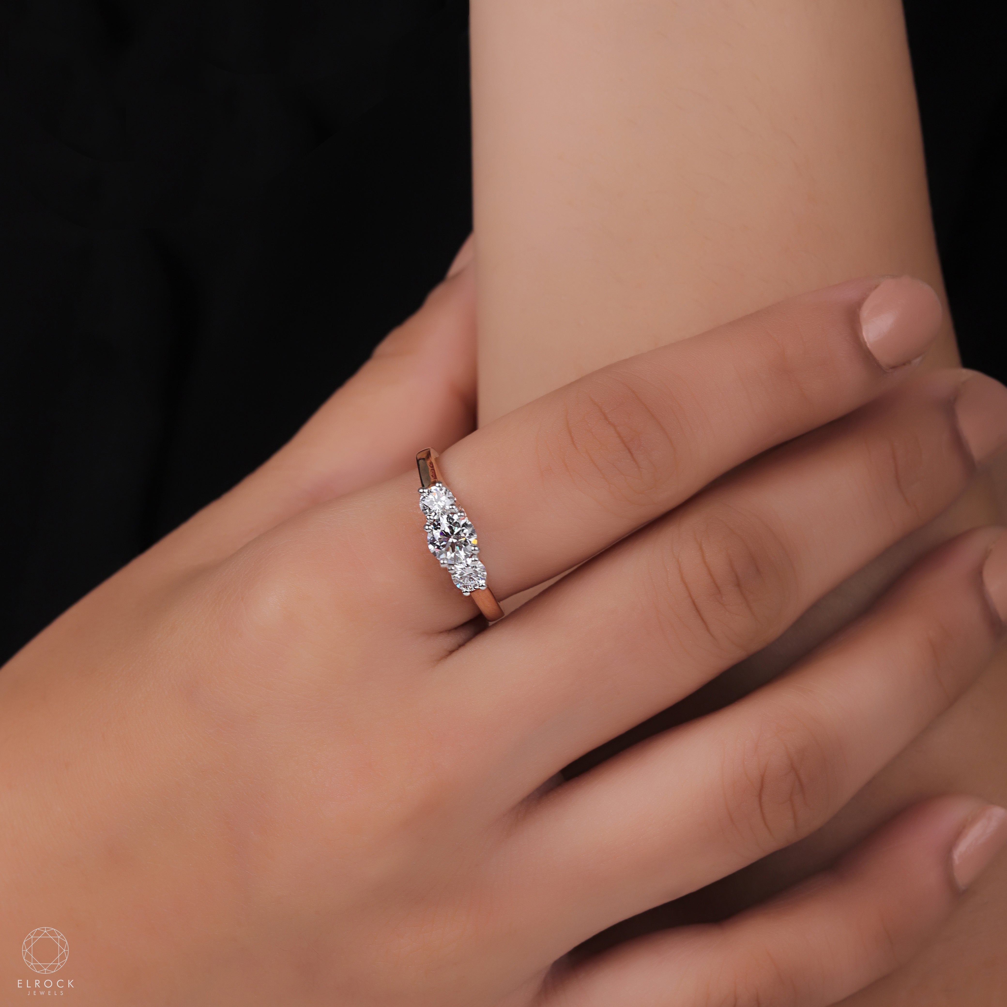 14K Gold 3 Stone Lab Grown Diamond Ring