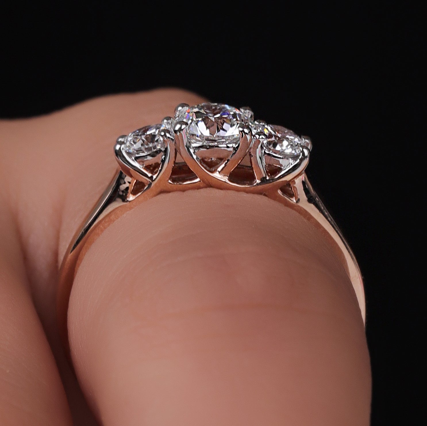 14K Gold 3 Stone Lab Grown Diamond Ring