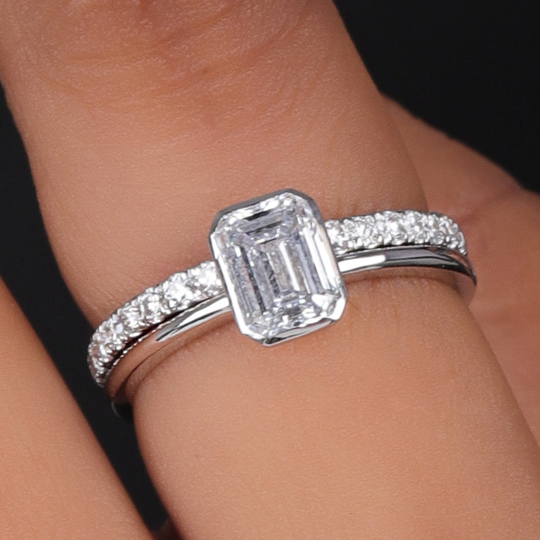 14K Gold Emerald Cut Lab Grown Diamond Engagement Ring