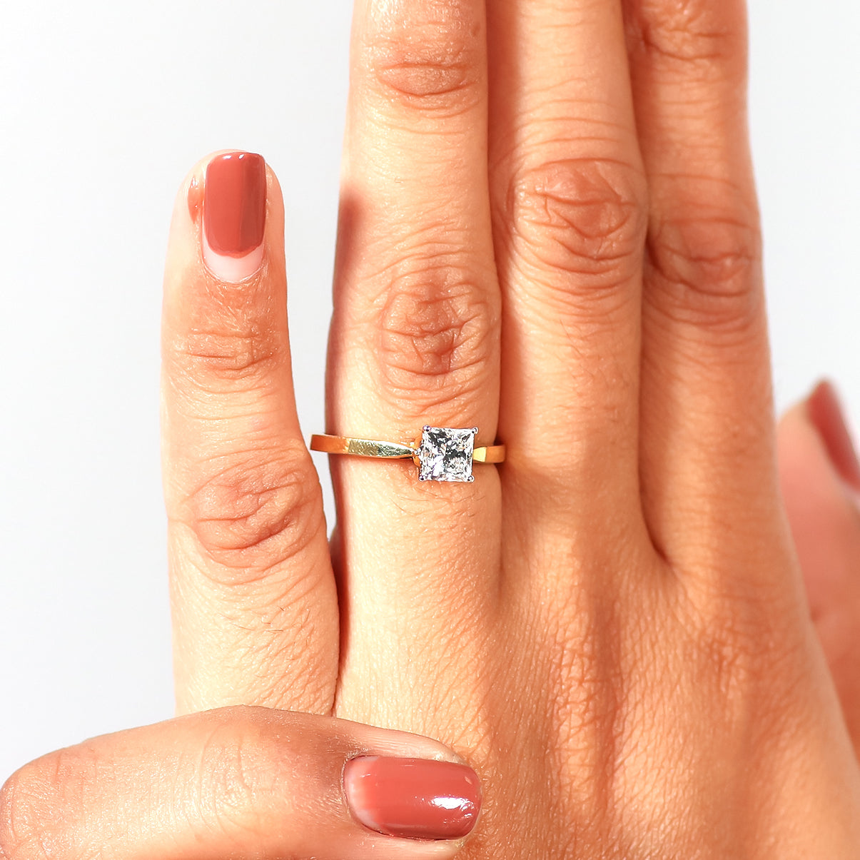 14K Gold Engagement Ring Princess Cut Diamond Ring