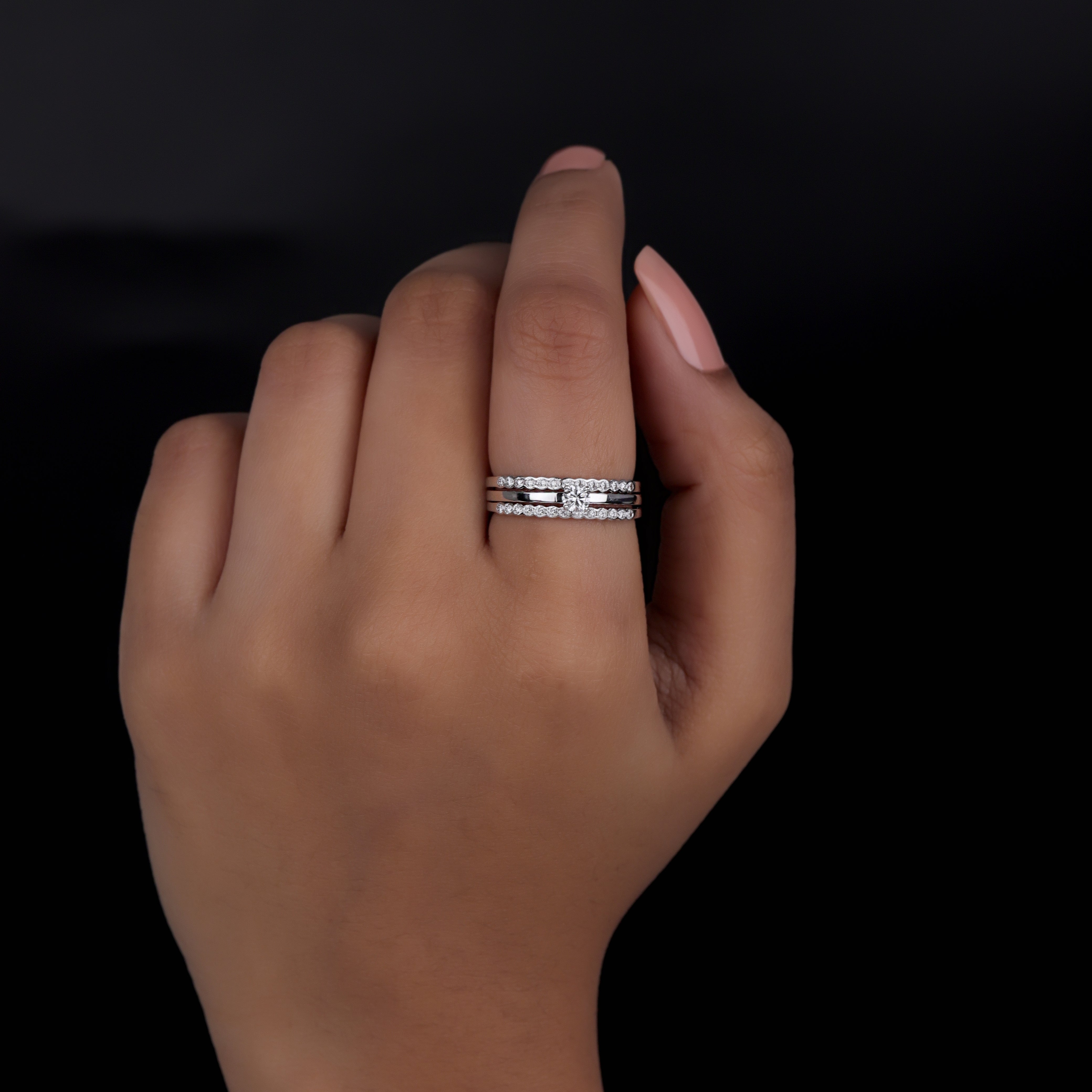 14K Solid Gold Round cut lab created diamond engagement ring