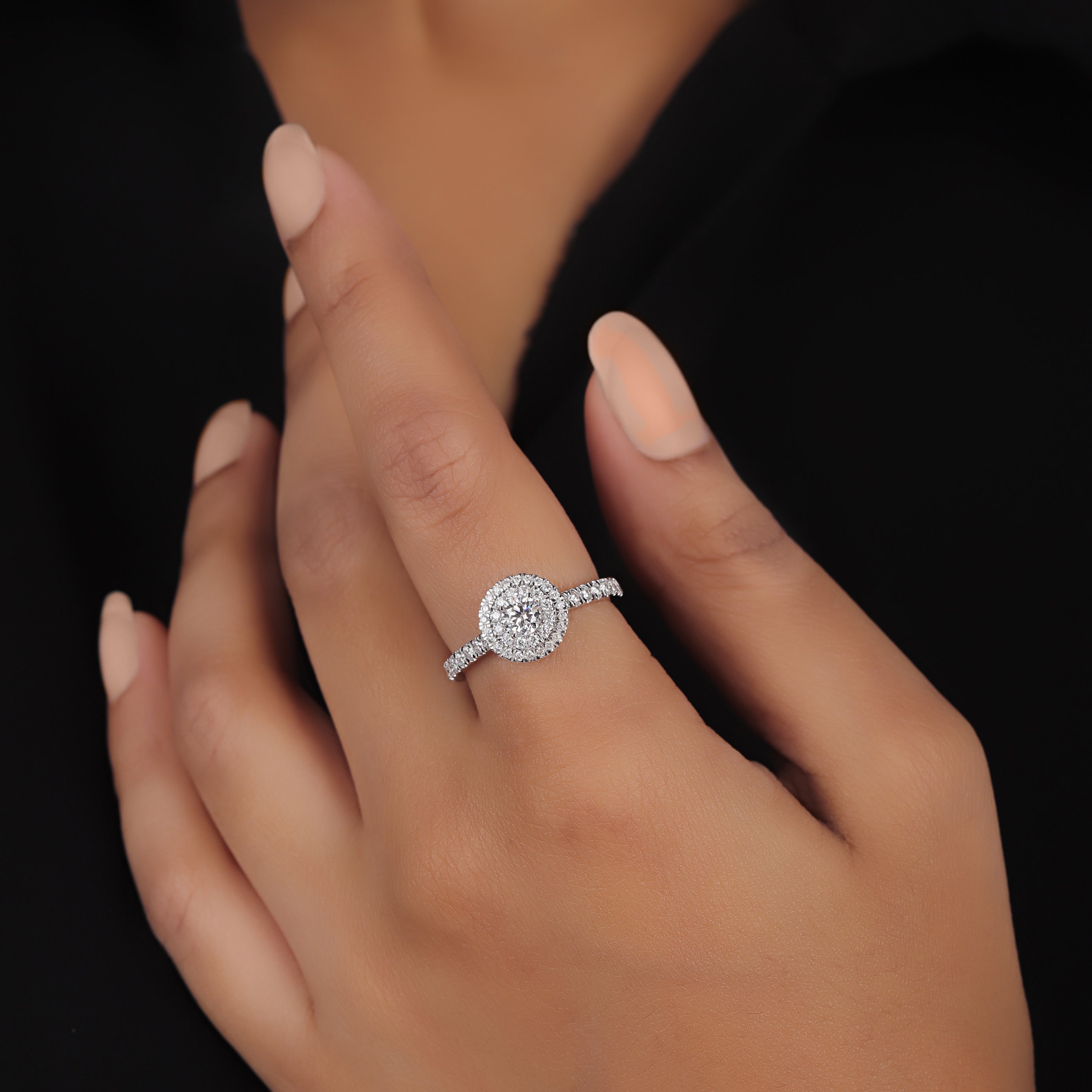 14K White Gold Round Cut Lab Grown Women Ring
