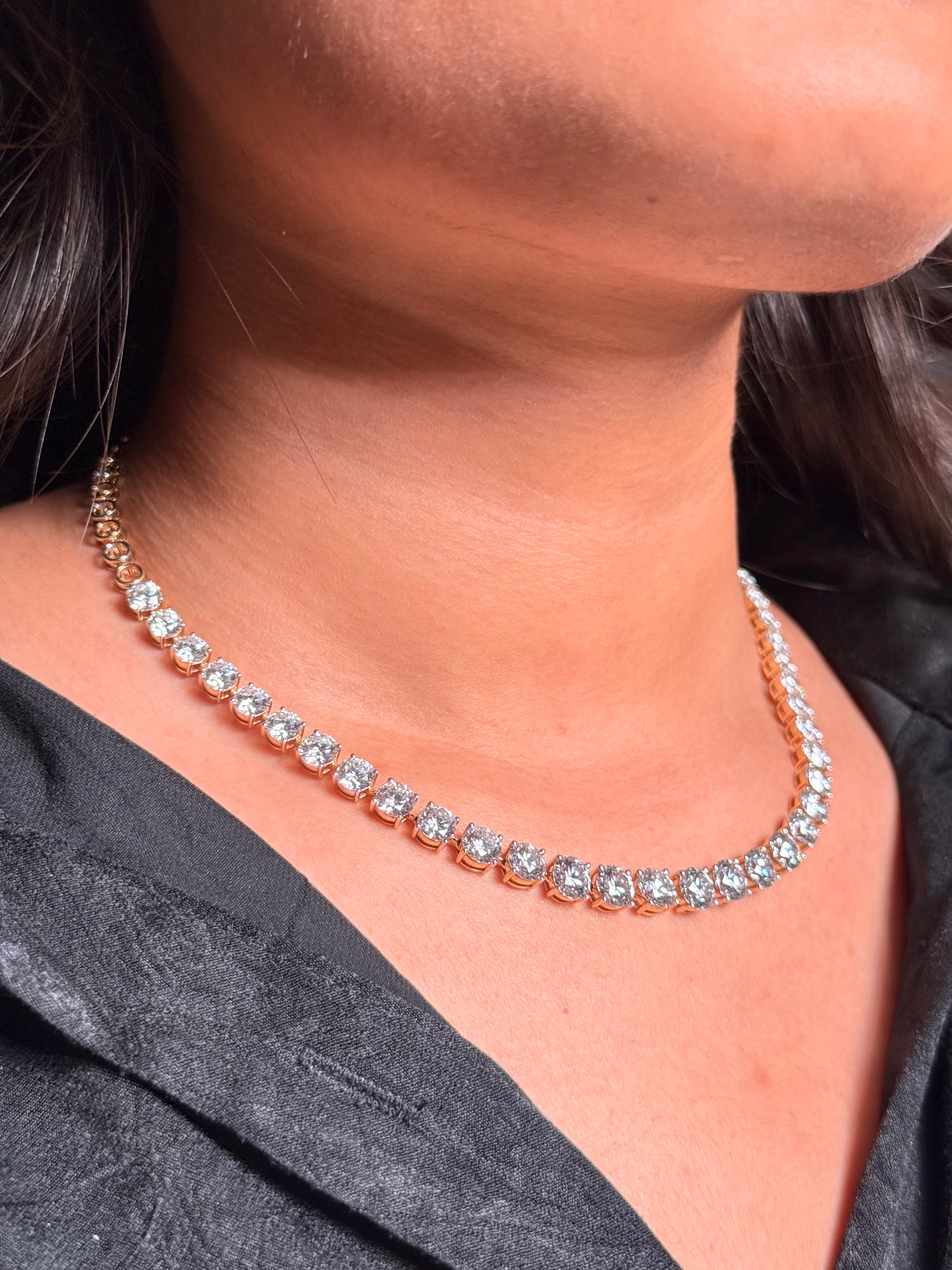 14K Gold Lab Grown Diamond Tennis Necklace
