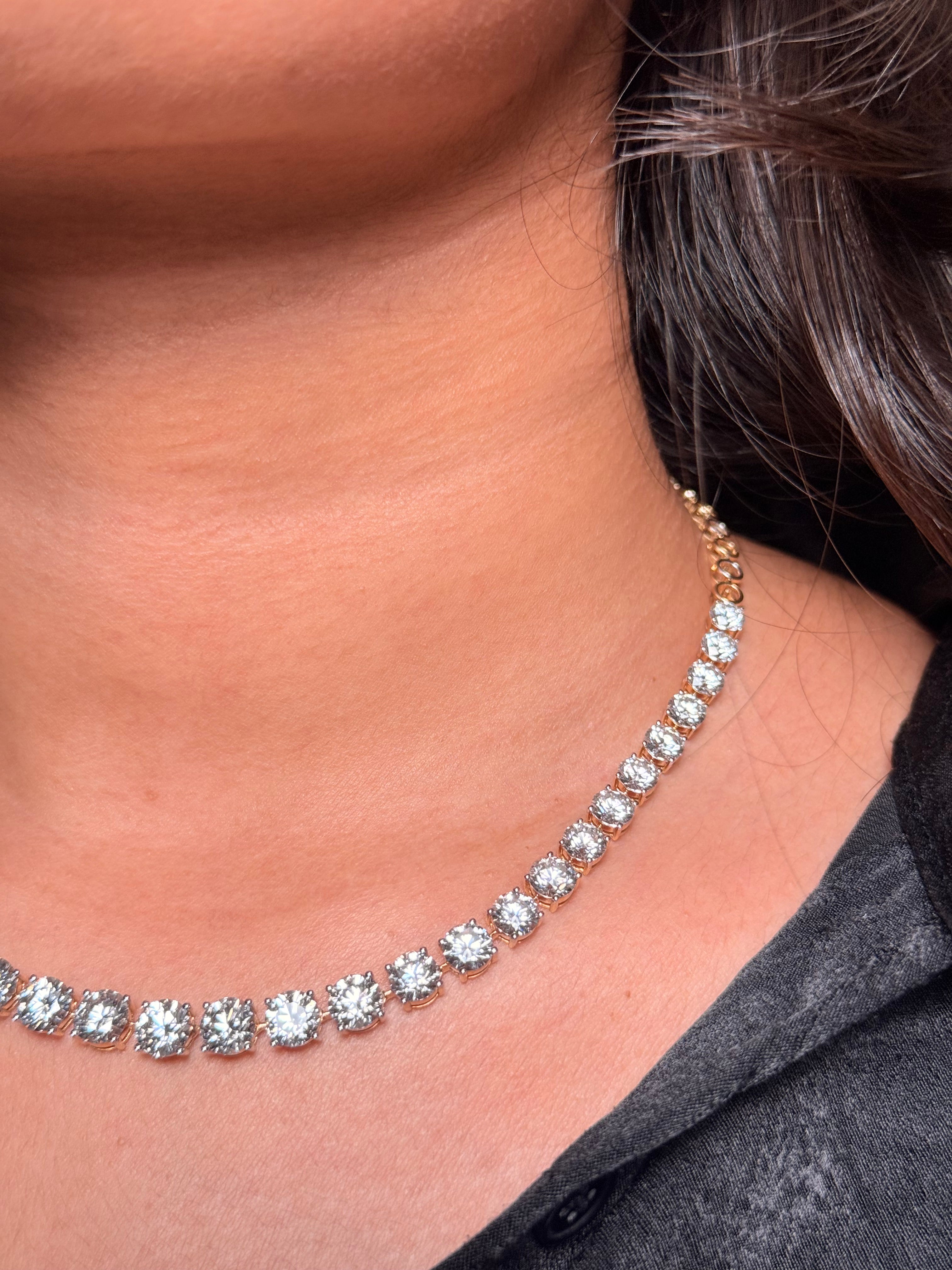 14K Gold Lab Grown Diamond Tennis Necklace
