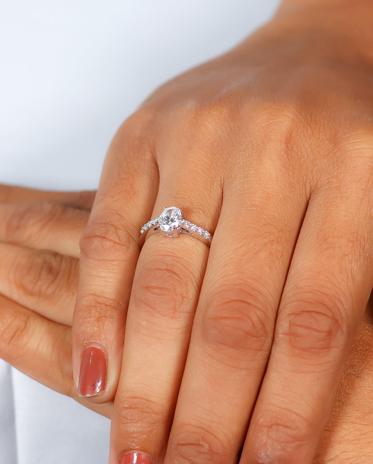 14K Gold Lab Grown Oval Cut Diamond Solitaire Halo Engagement Ring