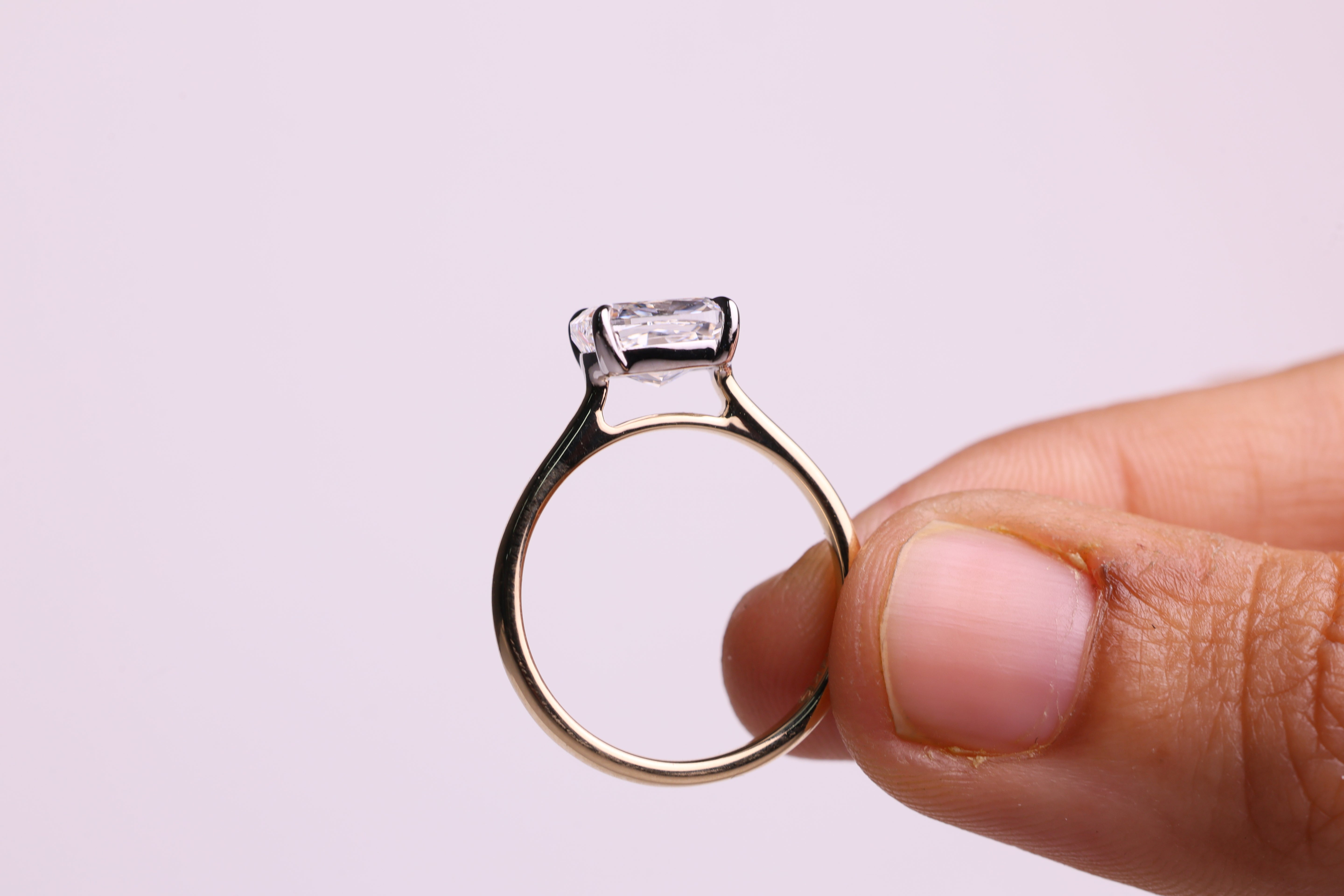 14K Gold 2 CT Elongated Cushion East West Engagement Ring
