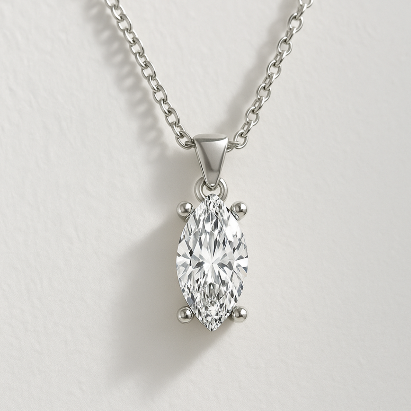 14K Marquise Cut Solitaire Pendant Necklace | Marquise Cut Lab Diamond Necklaces for Women