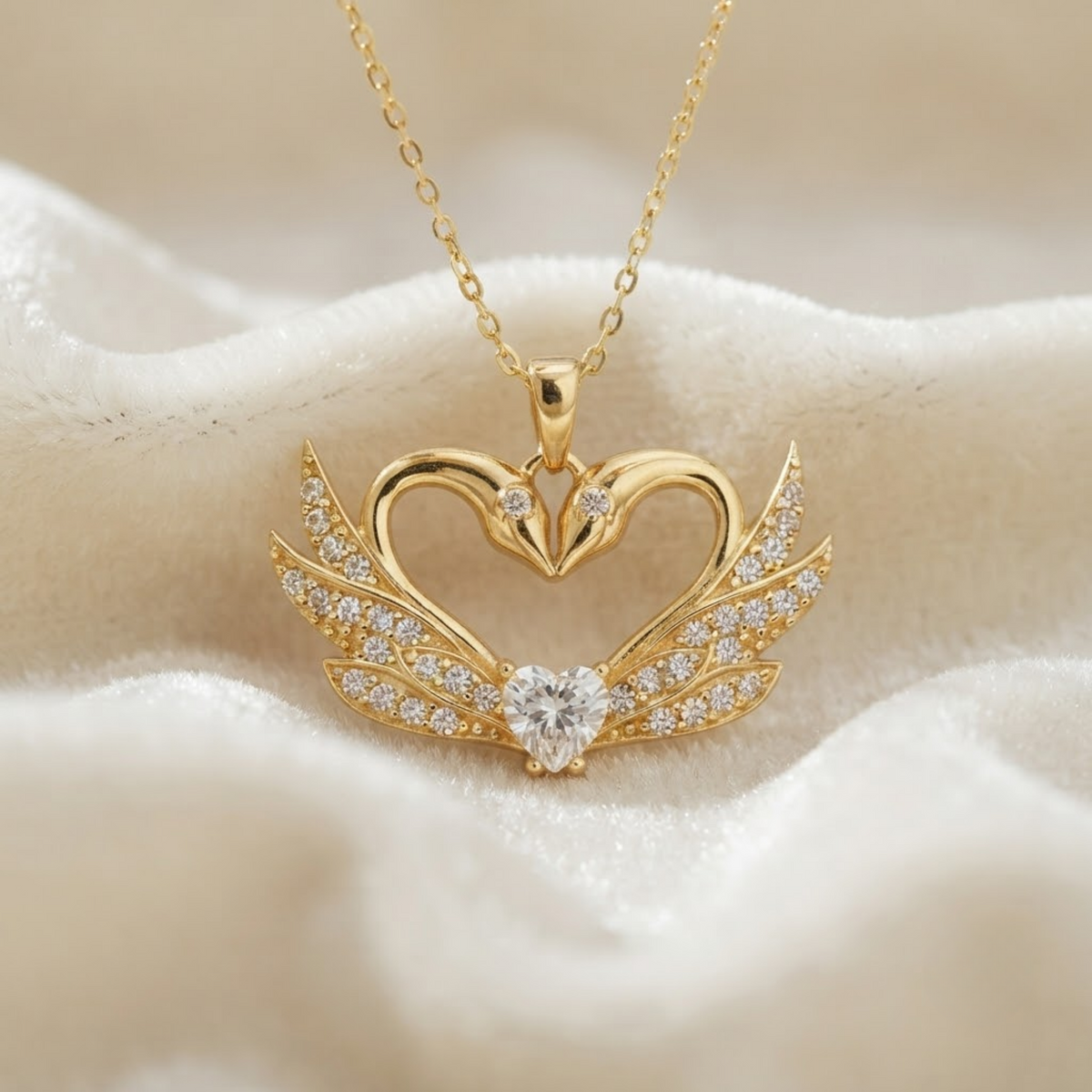 Swan Heart Diamond Necklace