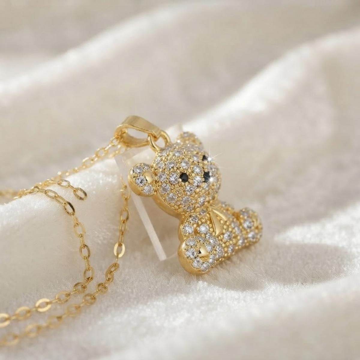 Teddy Bear Diamond Necklace