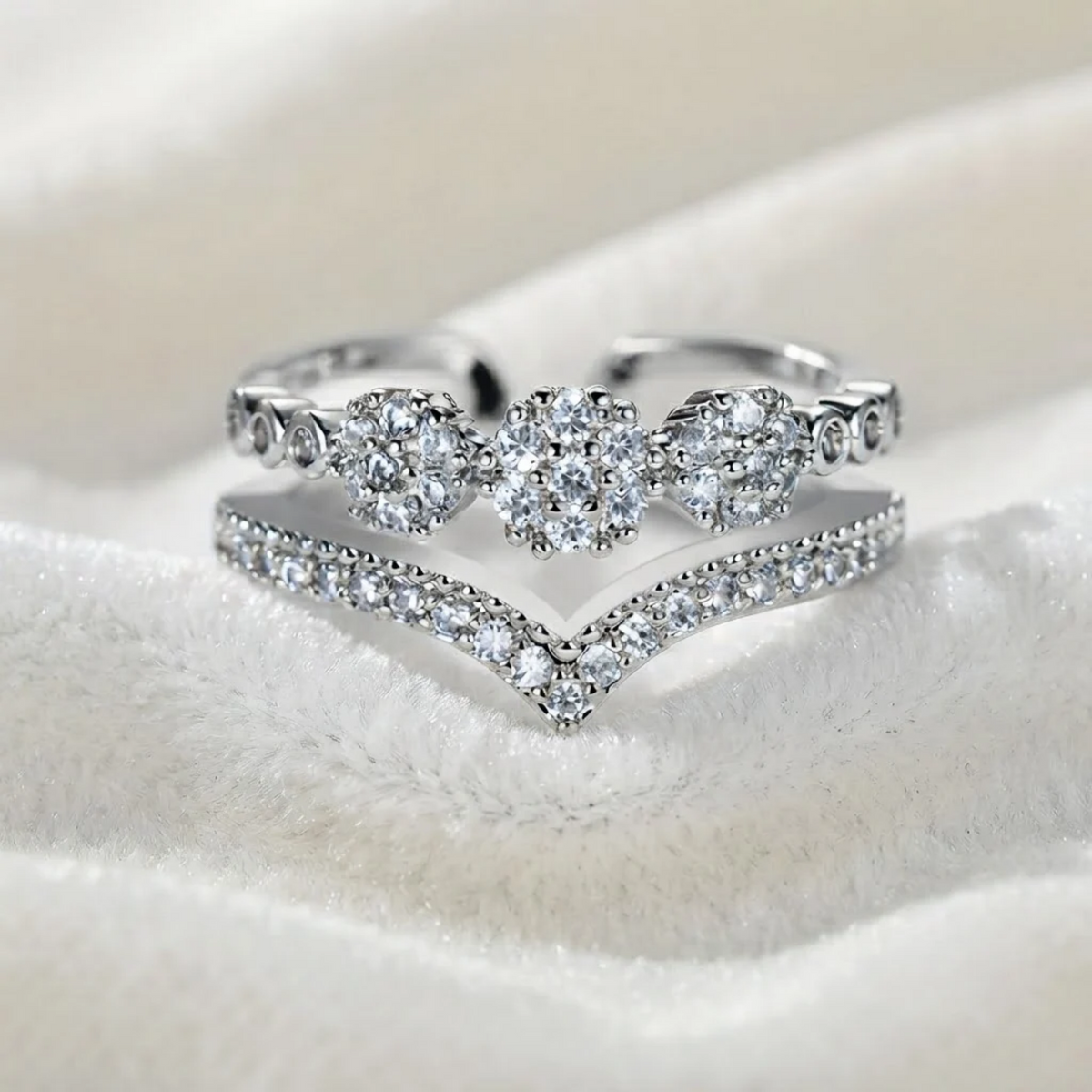 Floral V Shape Diamond Ring