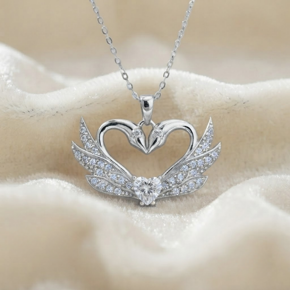 Swan Heart Diamond Necklace