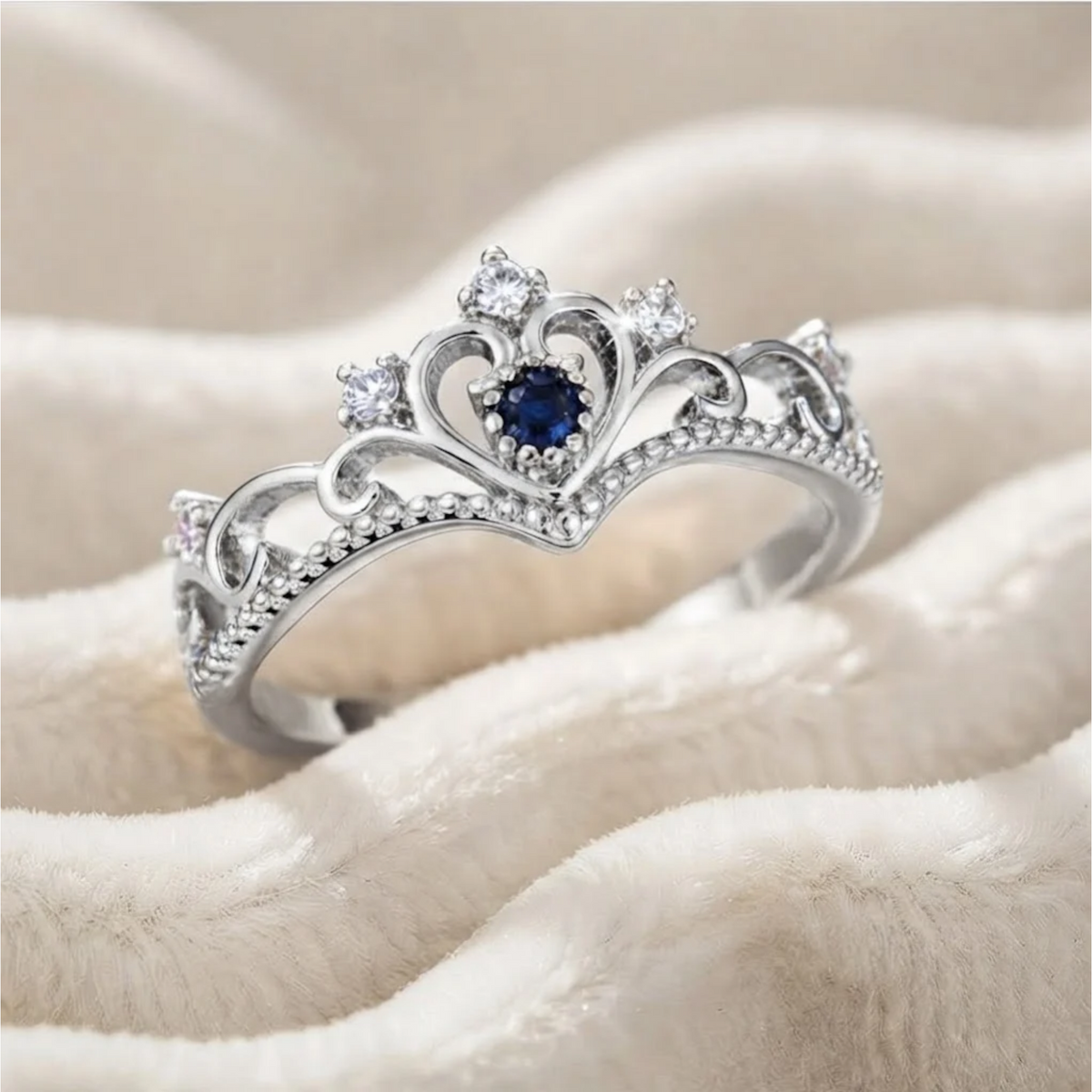 Blue Sapphire Tiara Ring