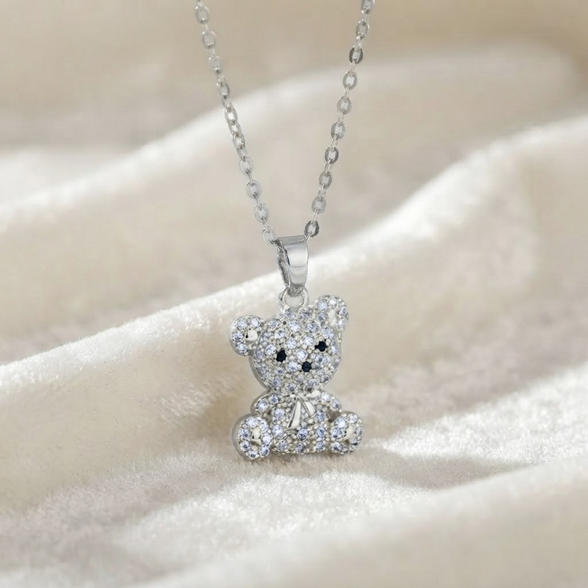 Teddy Bear Diamond Necklace