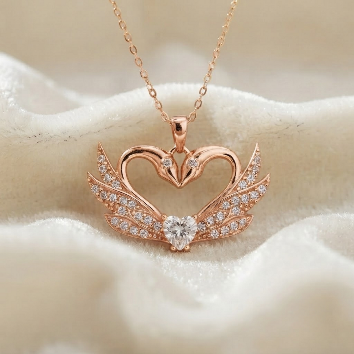 Swan Heart Diamond Necklace