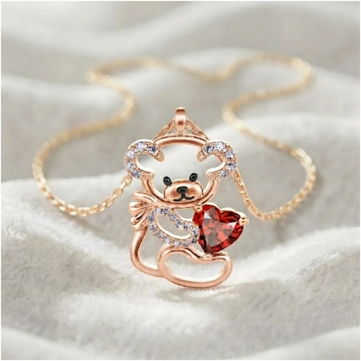 Teddy Bear Heart Necklace