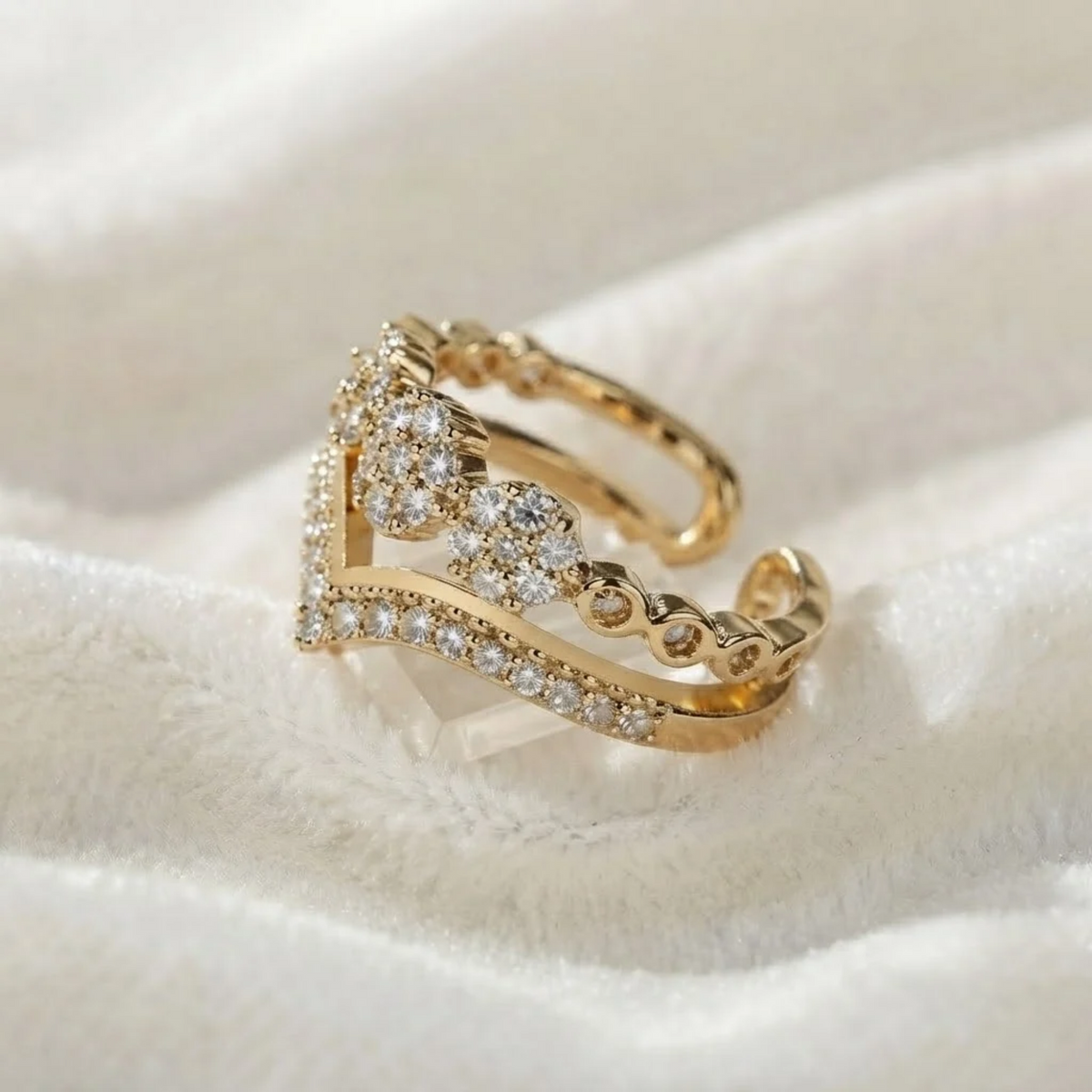 Floral V Shape Diamond Ring