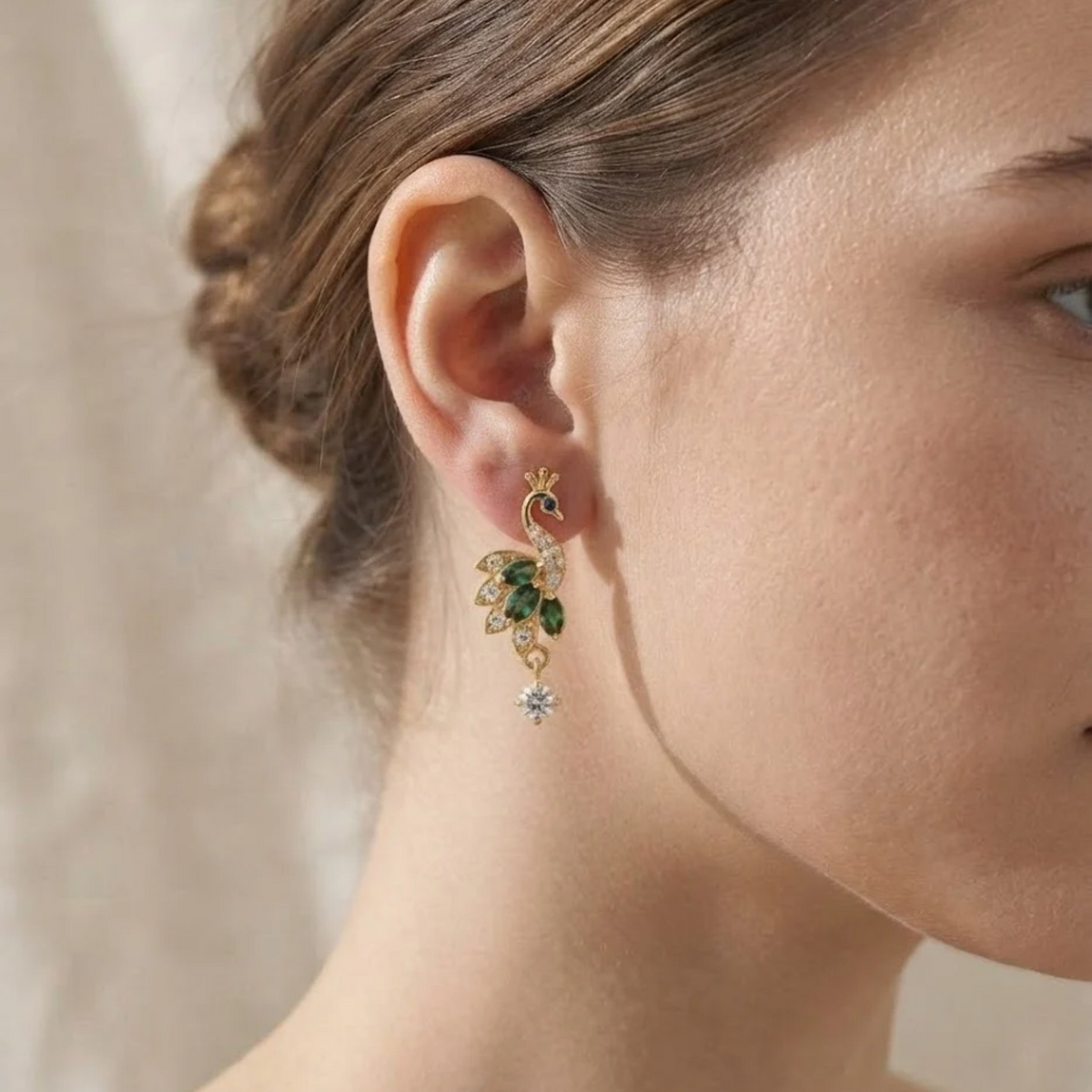 Peacock Diamond Drop Earrings