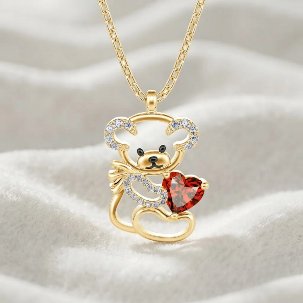 Teddy Bear Heart Necklace
