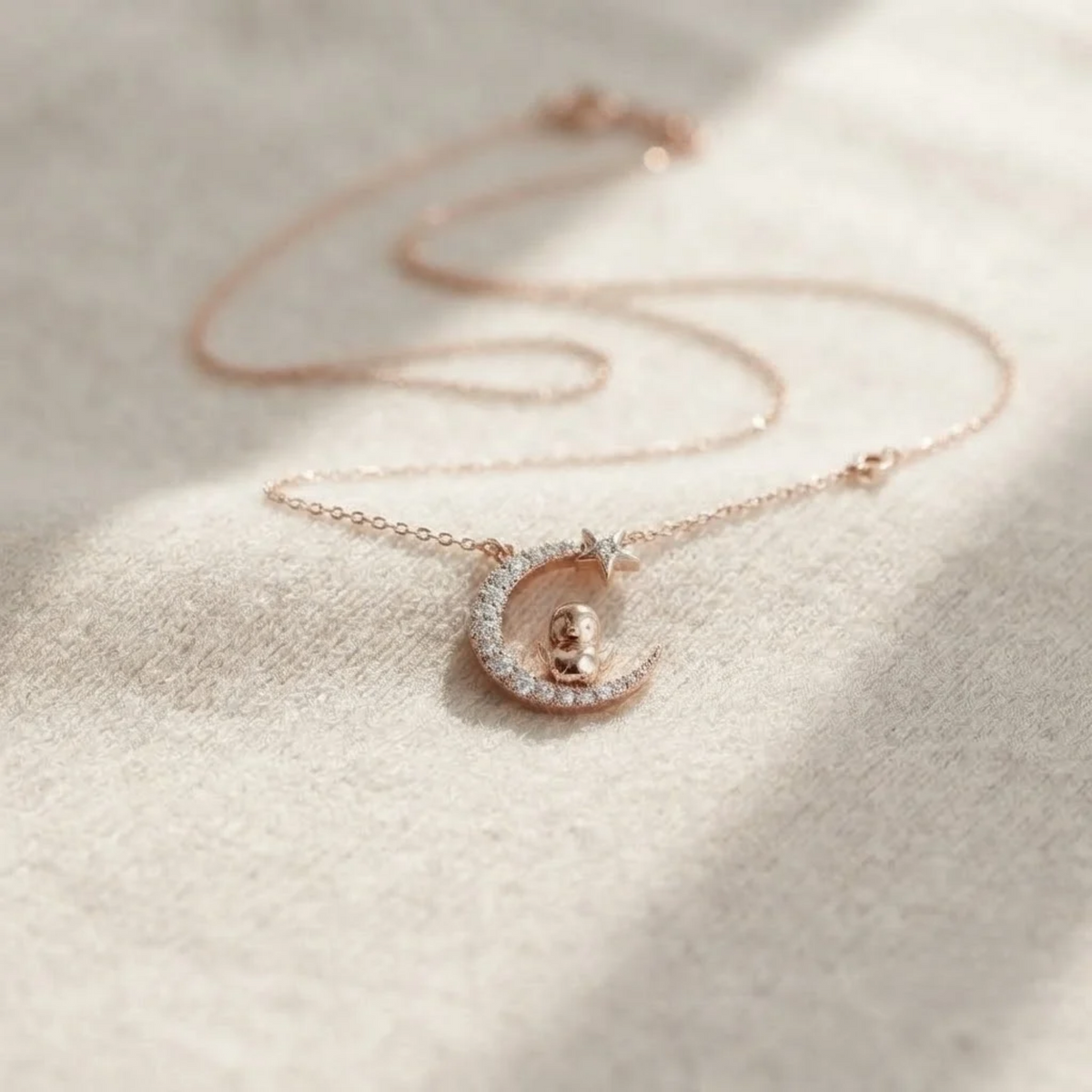 Crescent Moon & Star Diamond Necklace