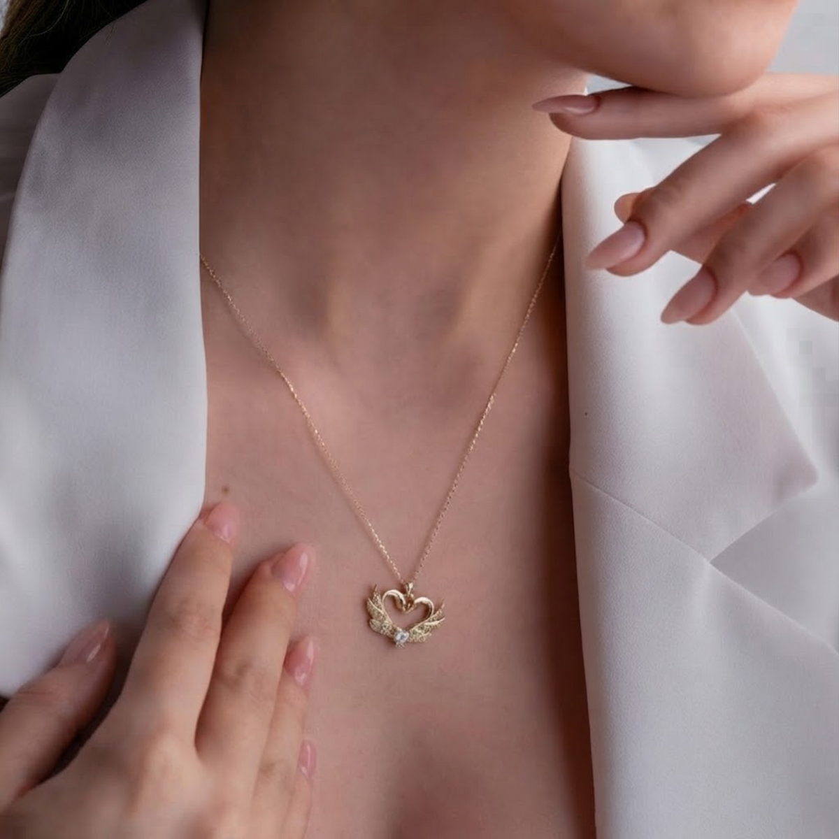 Swan Heart Diamond Necklace
