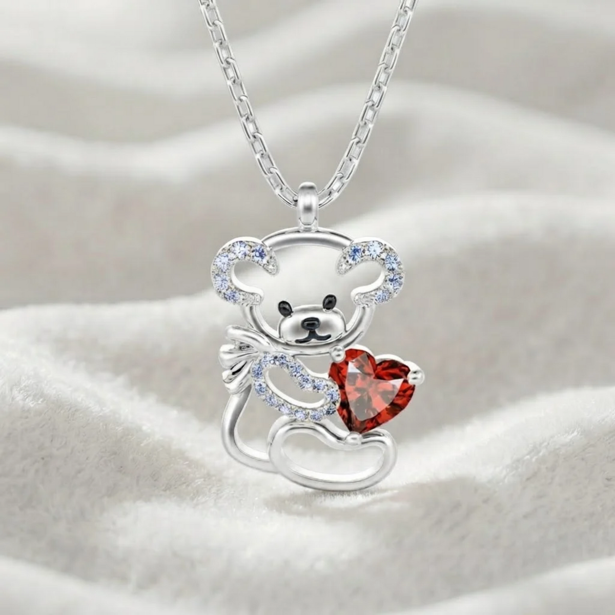 Teddy Bear Heart Necklace
