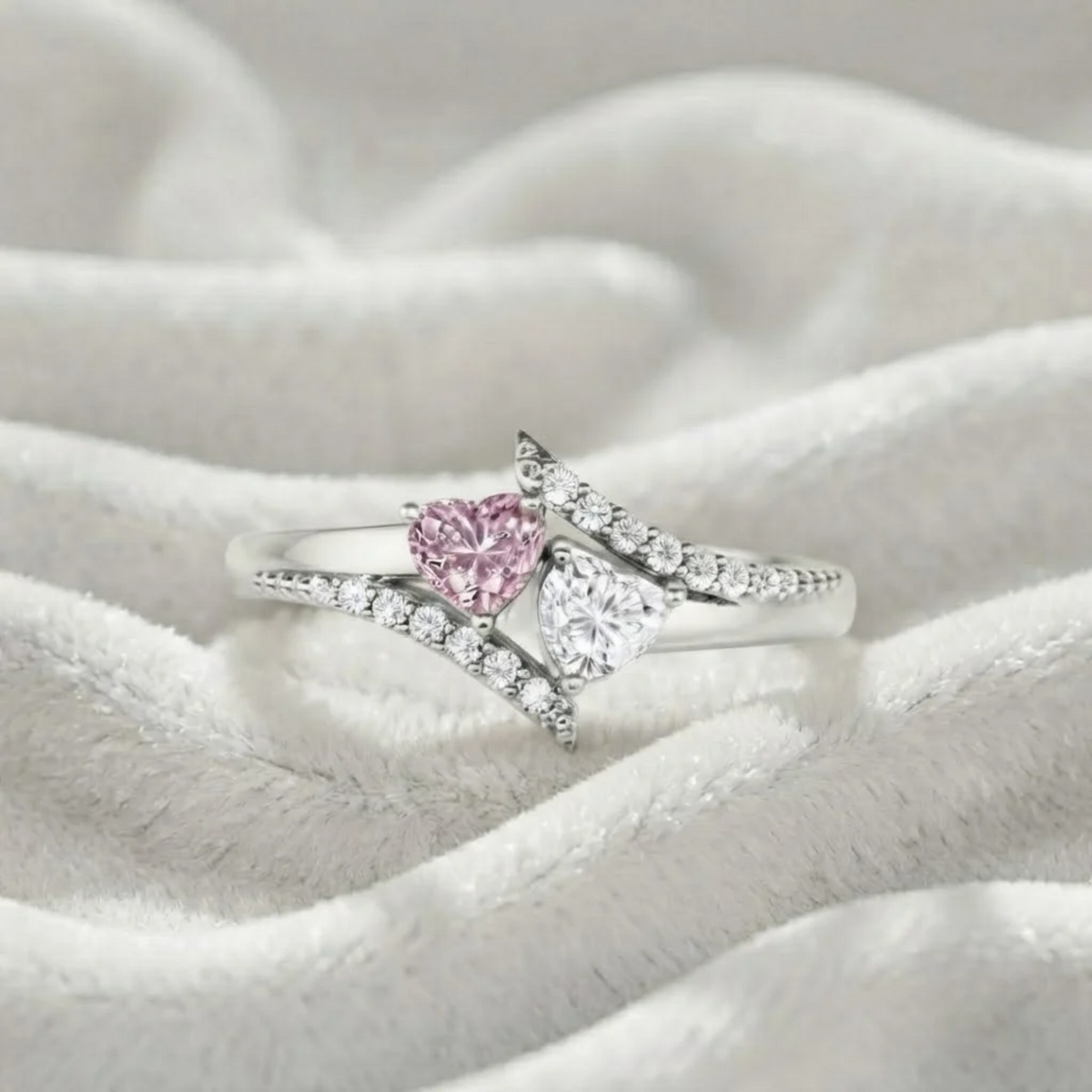 Promise Ring Pink Pear & Round Toi et Moi Ring