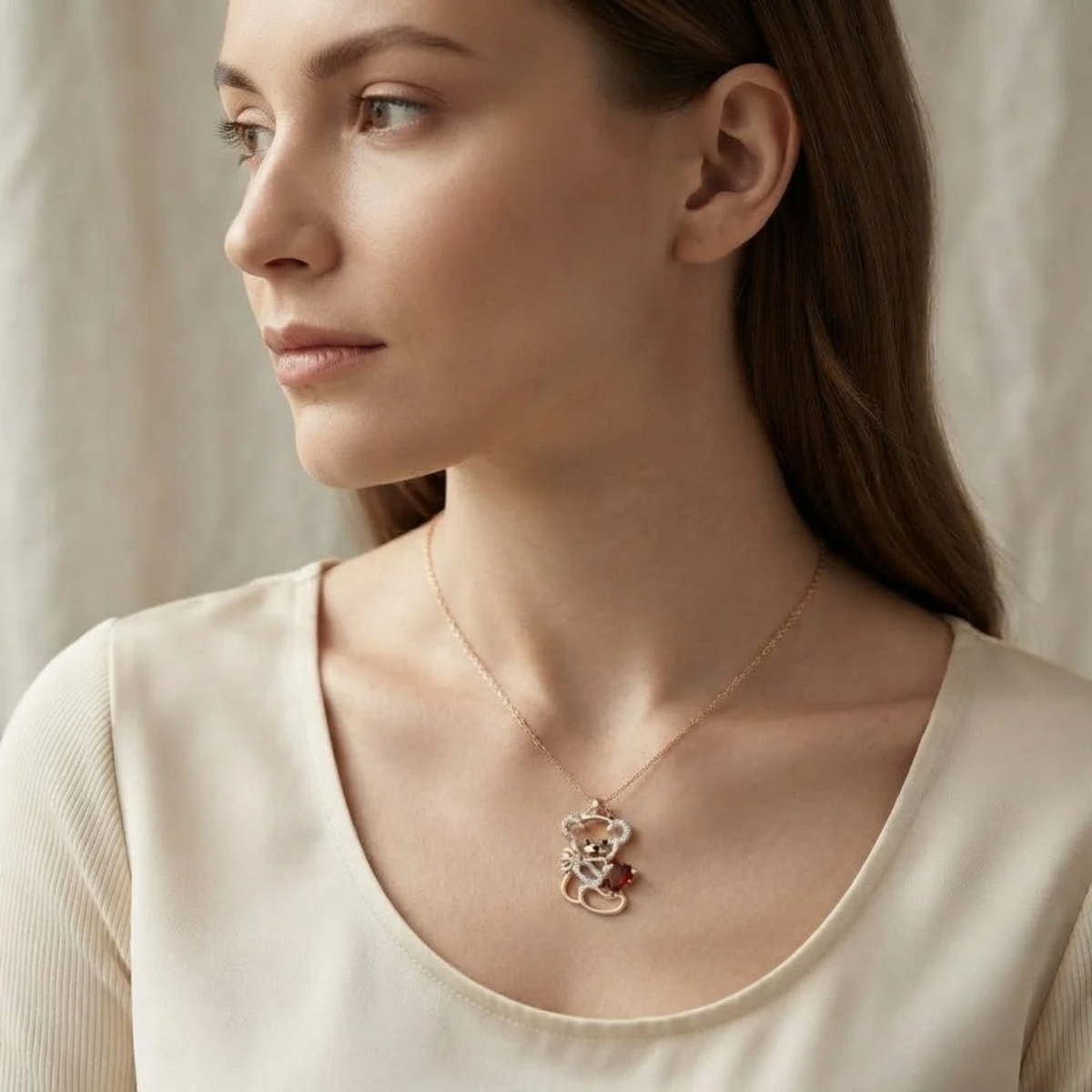 Teddy Bear Heart Necklace