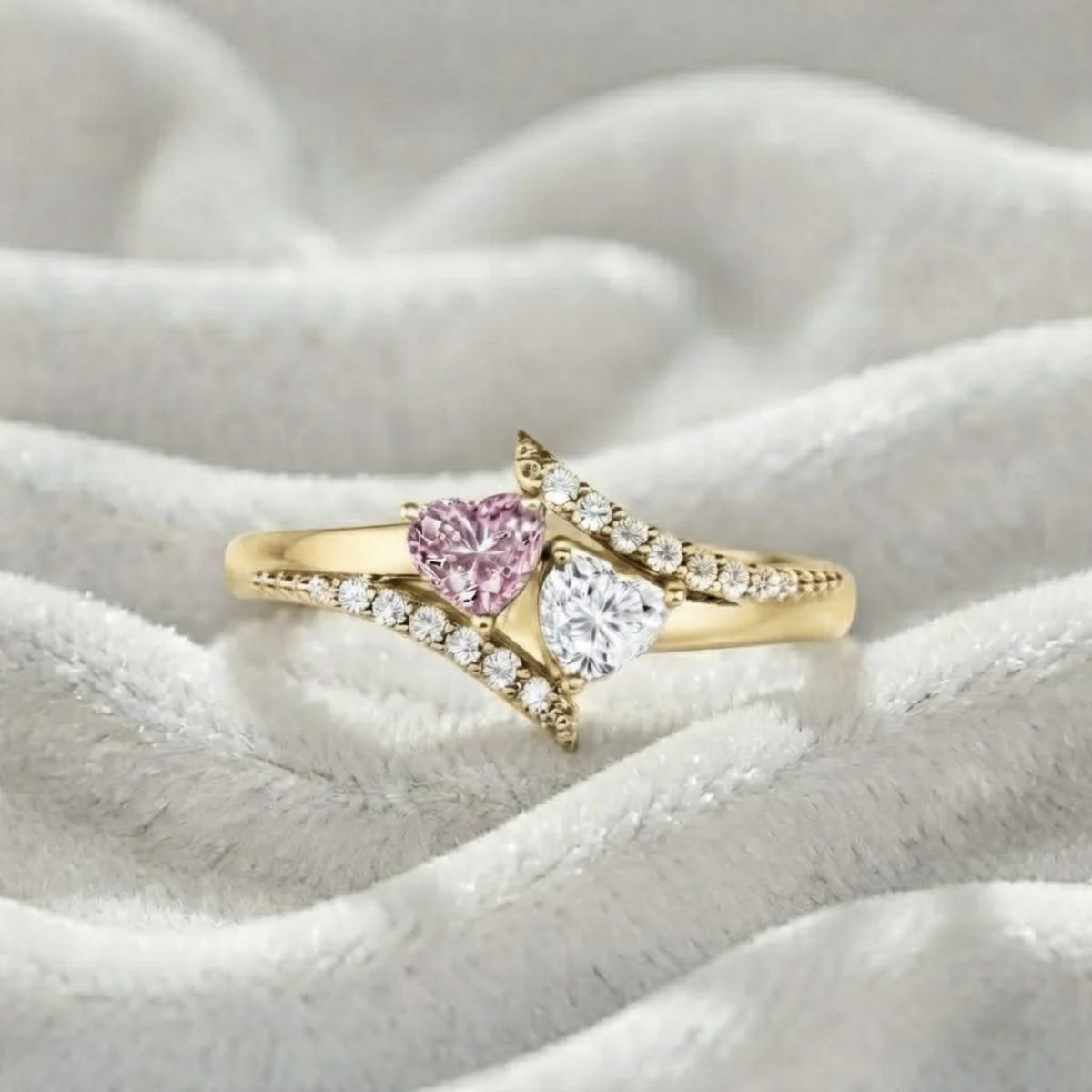 Promise Ring Pink Pear & Round Toi et Moi Ring