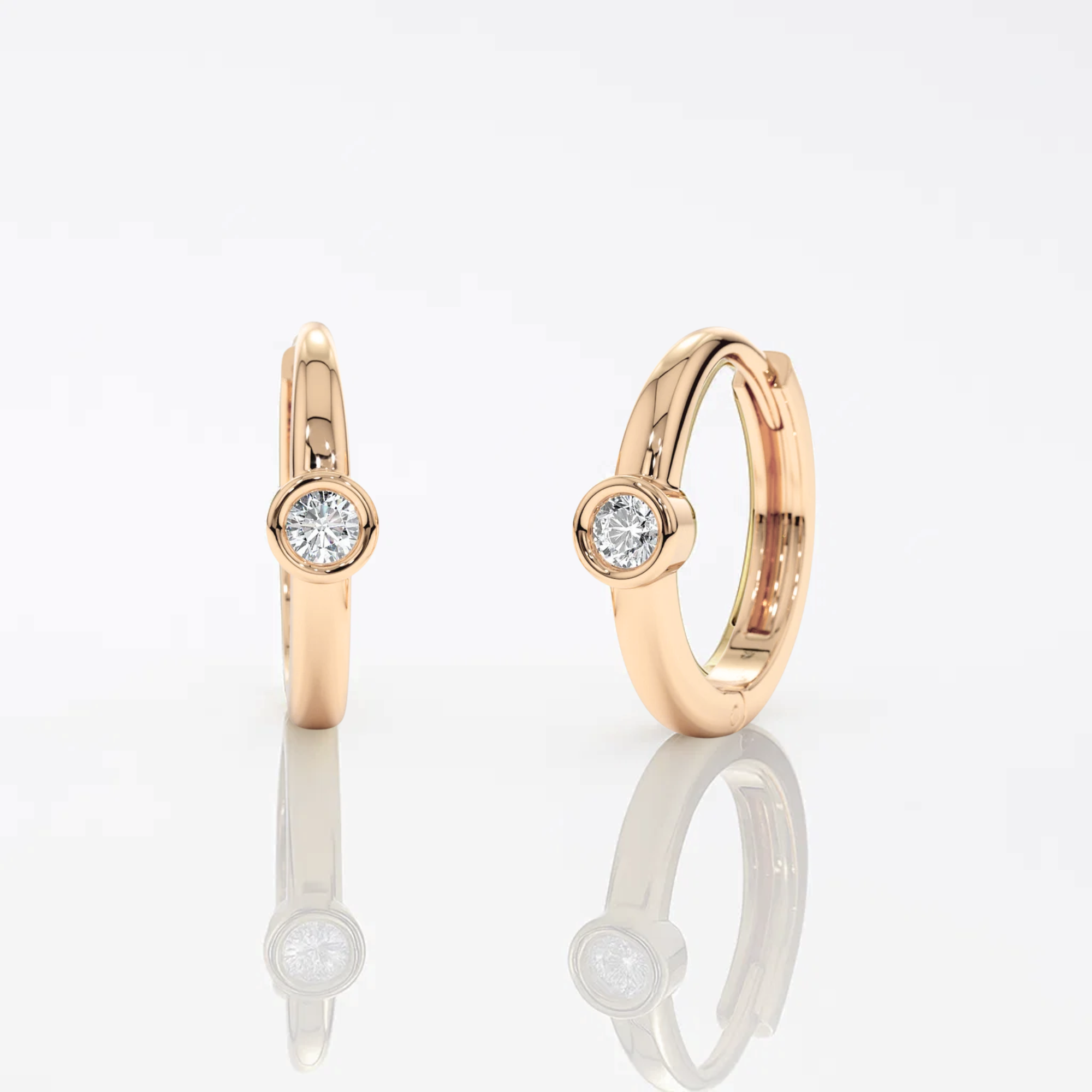 14K Solid Gold Small Huggies Hoop Earrings
