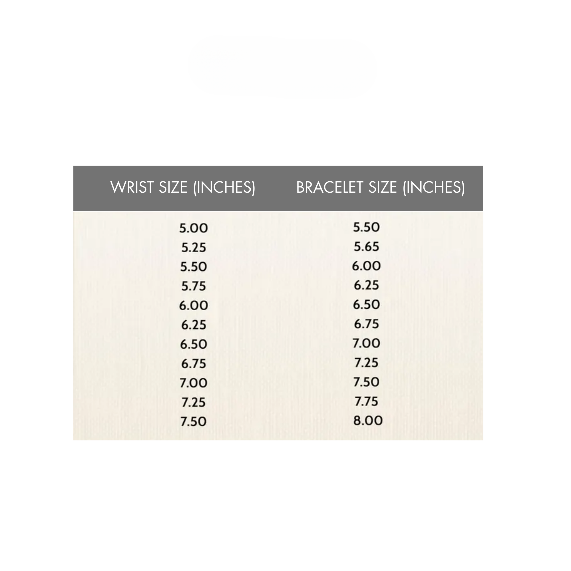 Bracelet size