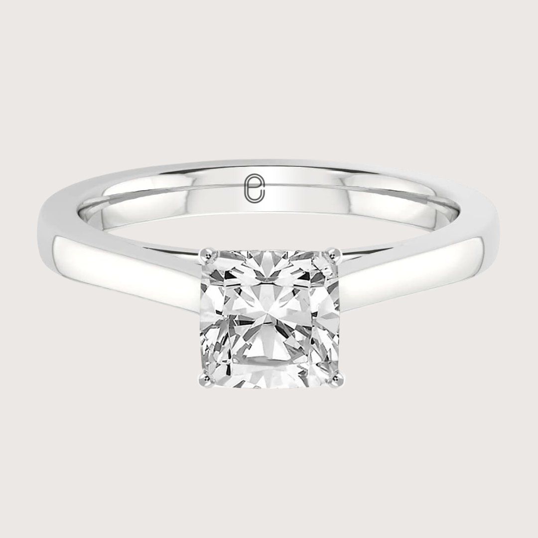 14K Gold Cushion Lab Grown Diamond Solitaire Ring