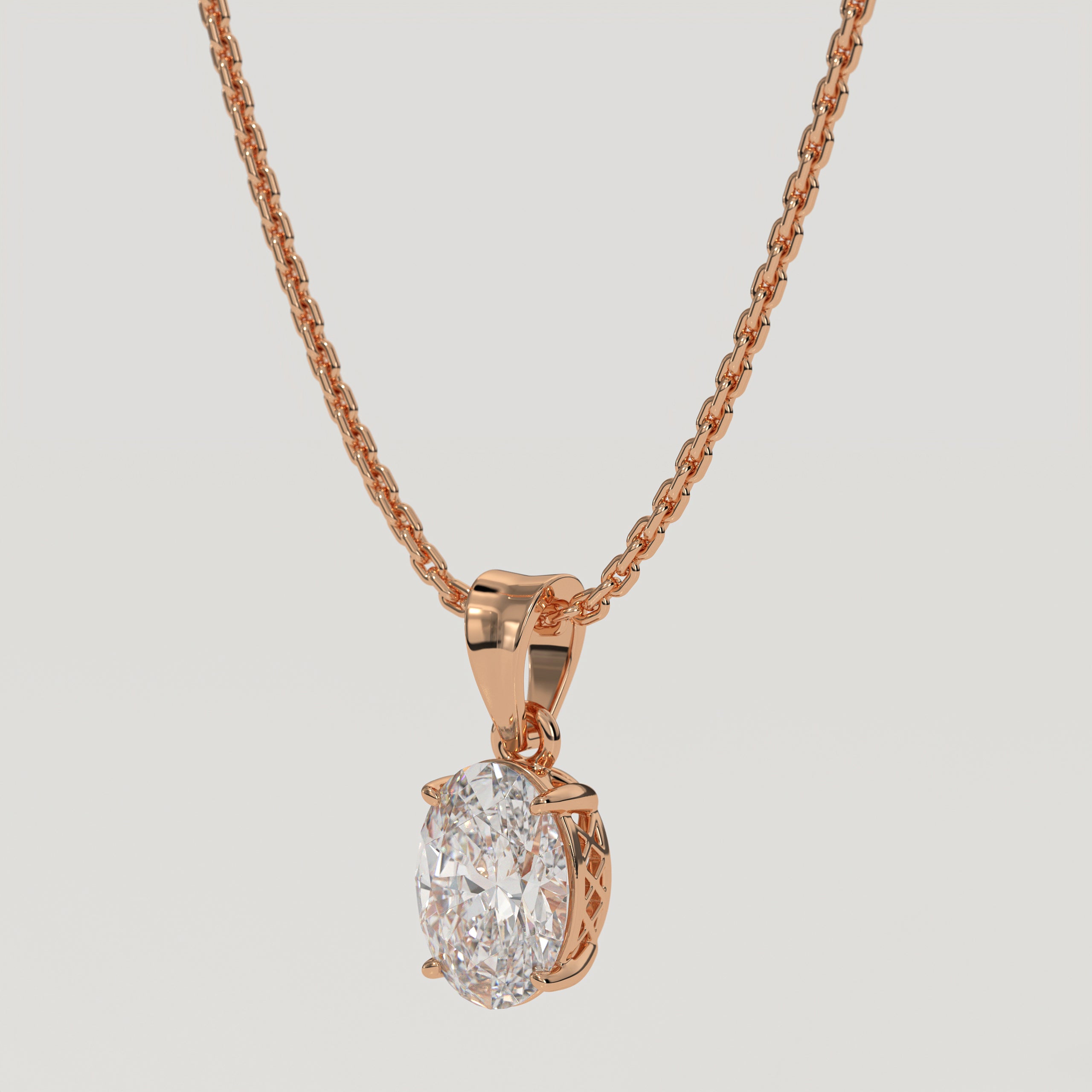 Oval Cut Diamond Pendant, 14K Solid Gold Diamond Pendant, Classic jewelry gift