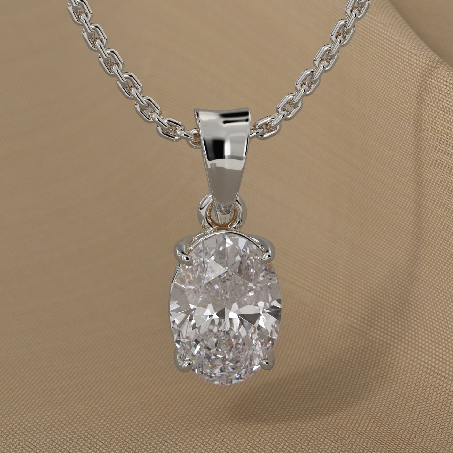 1.5 Ct Oval Cut F Color VS1 Clarity Excellent Cut Lab Grown Diamond Solitaire Pendant 14K Yellow Gold Oval Cut Diamond Pendant