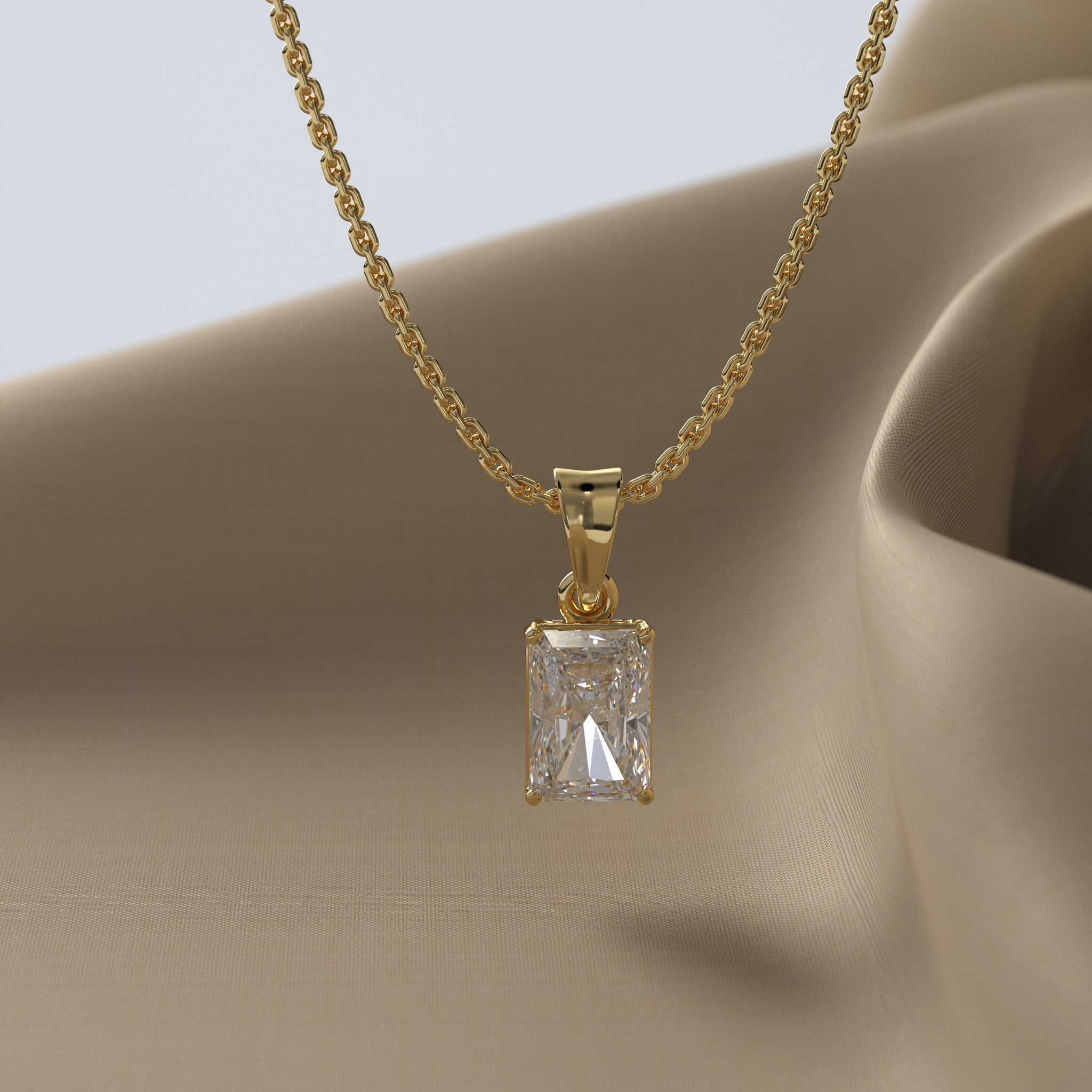 ndant Necklace | SustaiRadiant-Cut Lab-Grown Diamond Solitaire Penable Luxury by Elrock Jewels™