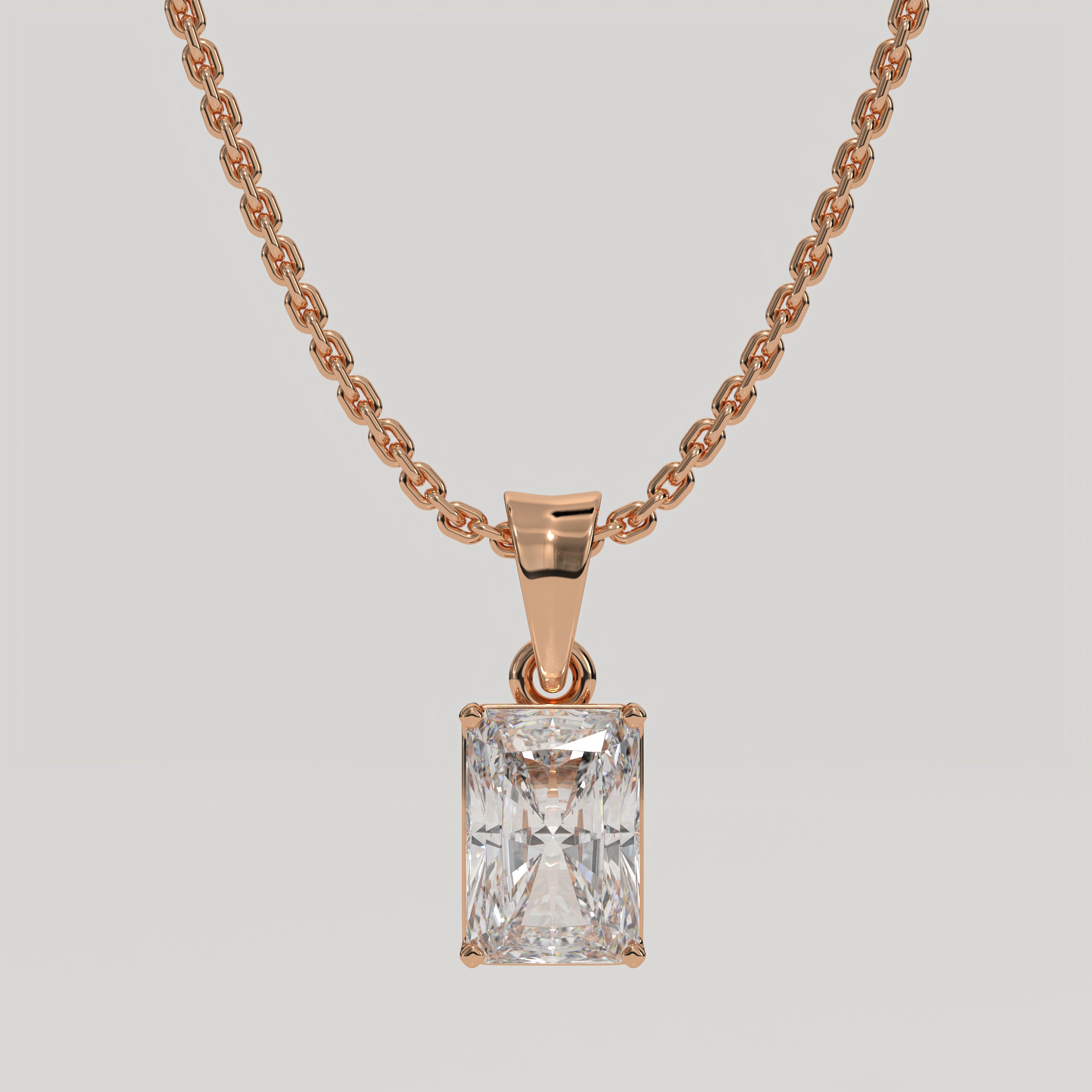 14K Radiant Diamond Necklace, 14K Gold IGI Certified Diamond Radiant Cut Pendant, Lab Grown Diamond Solitaire Necklace, Gift