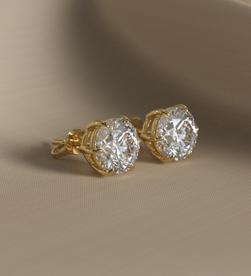 Julie Round Cut Lab-Grown Diamond Stud Earrings | 2 Carat | Sustainable Luxury by Elrock Jewels™