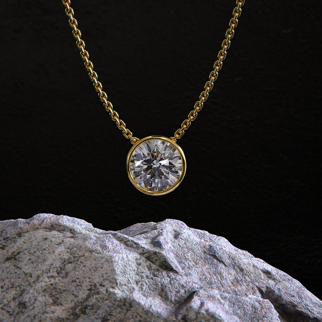 Round Cut Lab-Grown Diamond Bezel Pendant Necklace | Sustainable Luxury by Elrock Jewels™